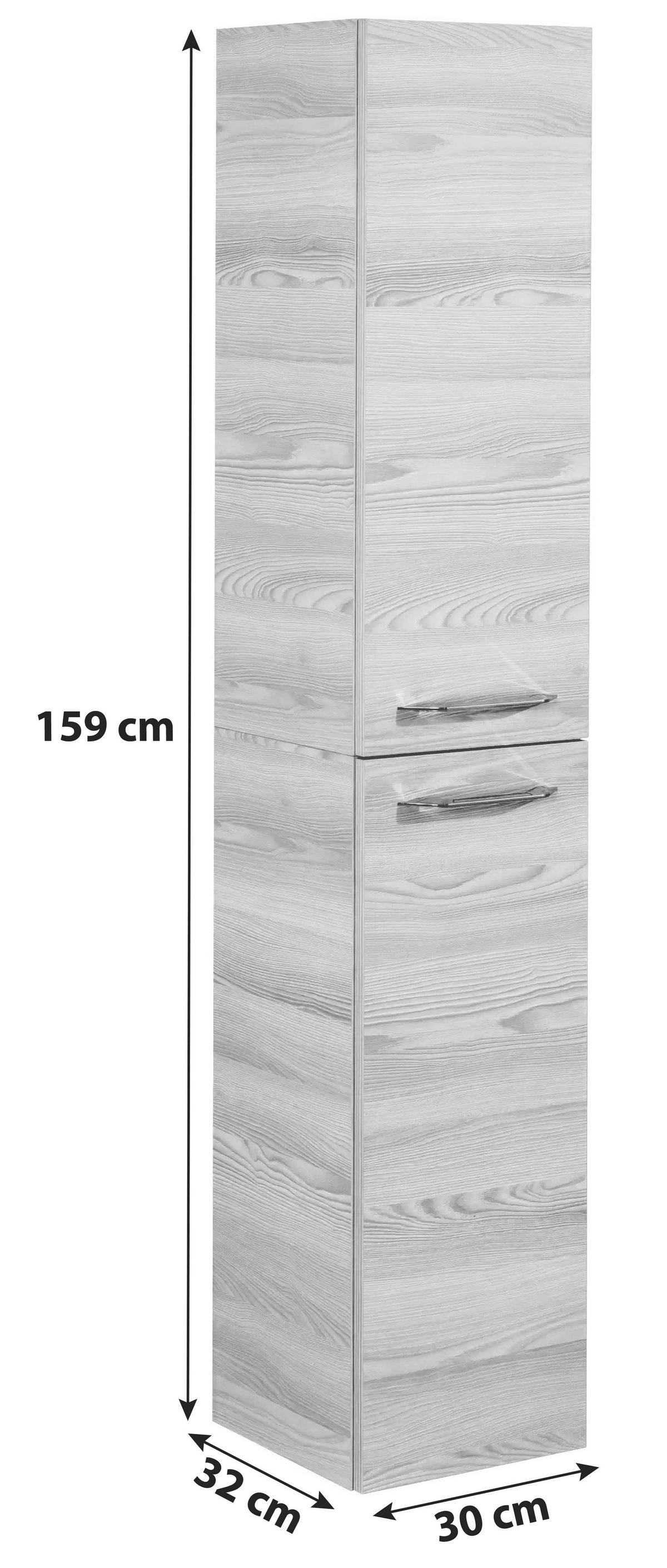 Hochschrank "B.Clever" , weiß - Alufarben/Weiß, MODERN, Glas/Holzwerkstoff (30/159/32cm) - MID.YOU