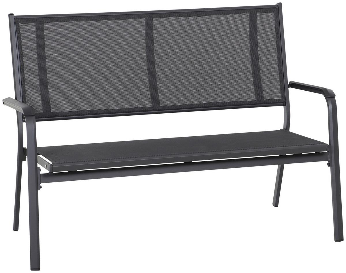 Gartenbank Metall/Textil 2-Sitzer Tesoro - Anthrazit/Schwarz, KONVENTIONELL, Kunststoff/Textil (139/97/67cm) - Siena Garden