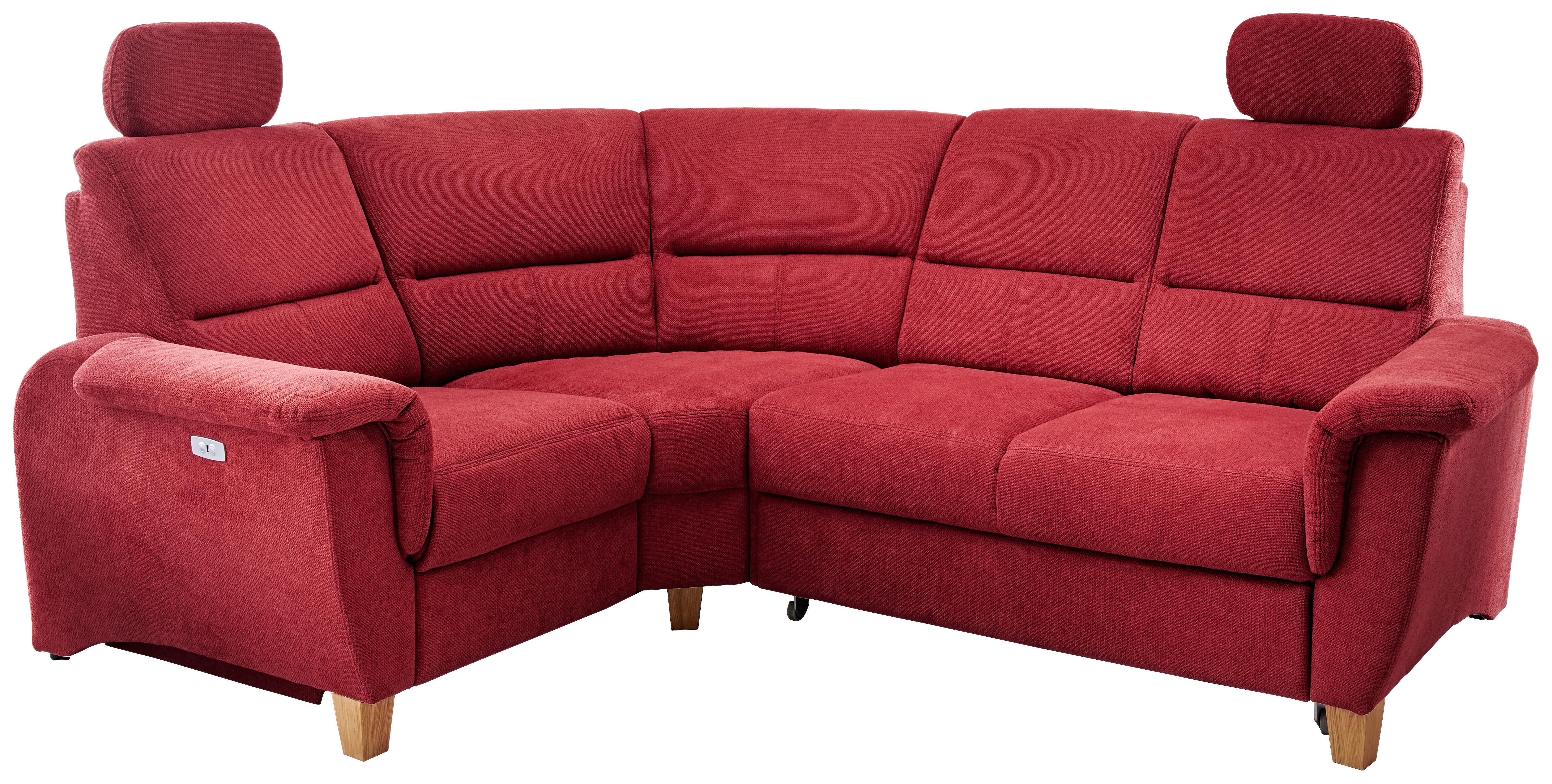 Wohnlandschaft Parole Rot Struktur - Wildeiche/Rot, KONVENTIONELL, Holz/Textil (186/237cm) - Livetastic