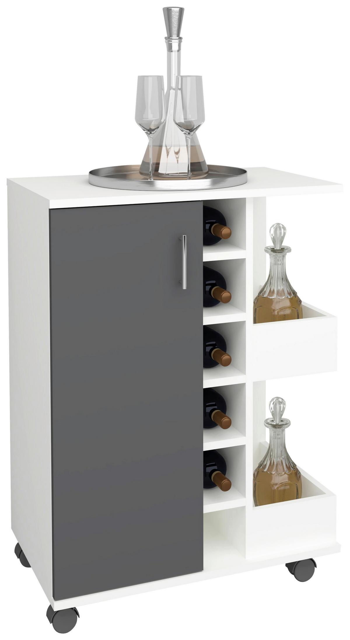 Servierwagen Esilo Anthrazit/Weiß - Anthrazit/Silberfarben, Design, Holzwerkstoff/Kunststoff (63/85/40cm) - MID.YOU