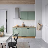 Küchenblock Cascada Low m. Geräten Grün - Eichefarben/Schwarz, MODERN, Holzwerkstoff/Metall (180cm) - Nobilia