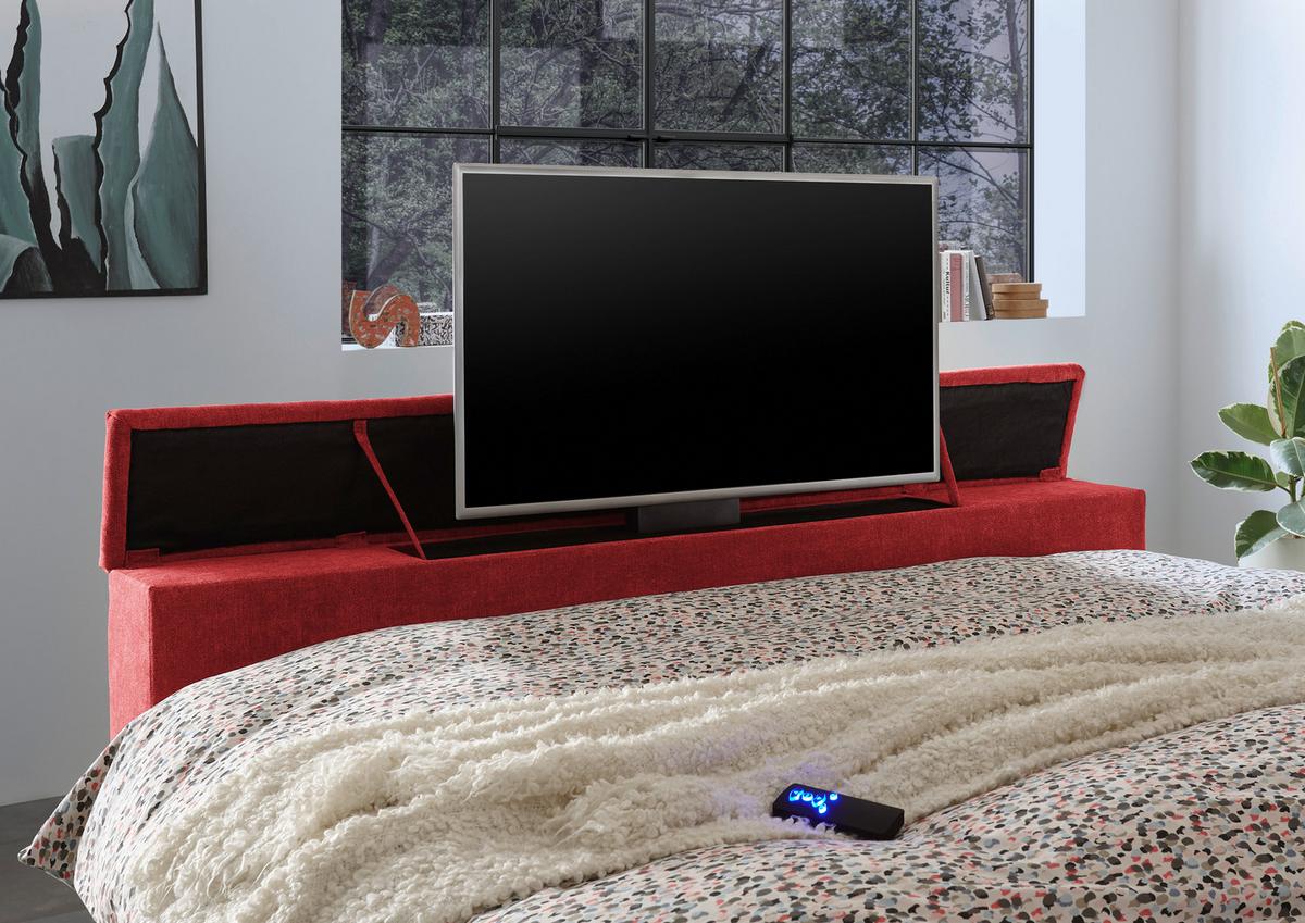 Boxspringbett Denver Rot ca. 180x200 cm mit Topper - Rot, KONVENTIONELL, Textil (180/200cm) - Carryhome