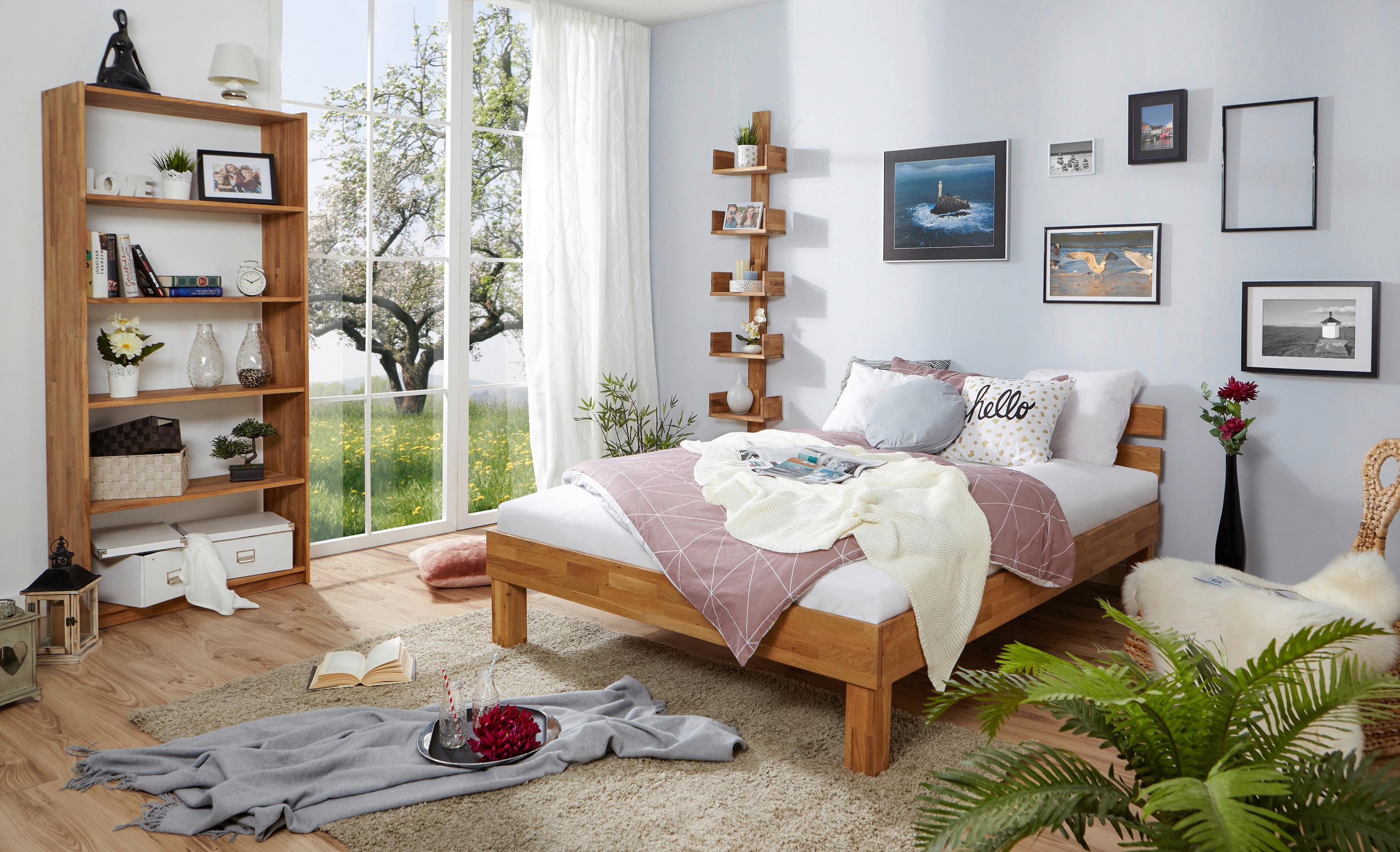 Bett Luis ca. 180x200 cm Eiche Massiv - Naturfarben, MODERN, Holz (180/200cm) - MID.YOU