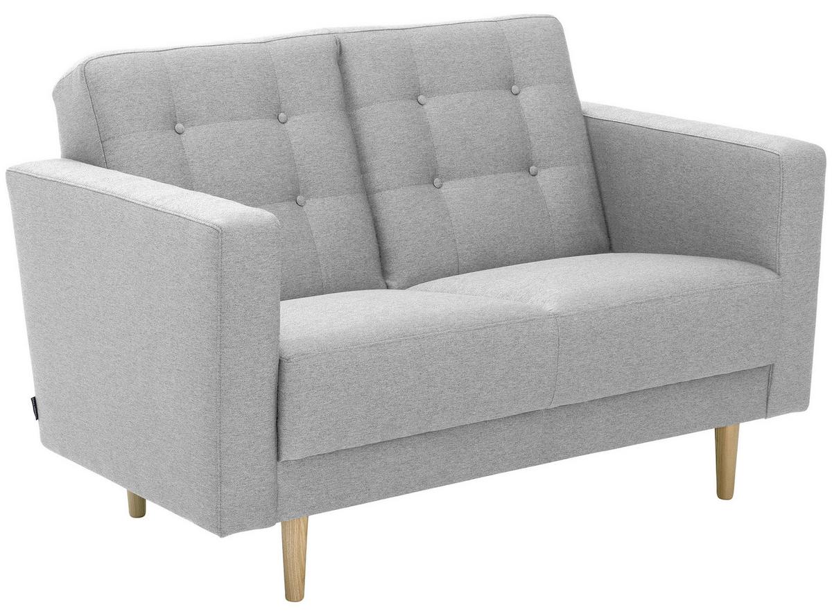 2-Sitzer-Sofa Jasmin Hellgrau Flachgewebe mit Schlaffunktion - Eschefarben/Hellgrau, MODERN, Holz/Textil (128/81cm) - Max Winzer
