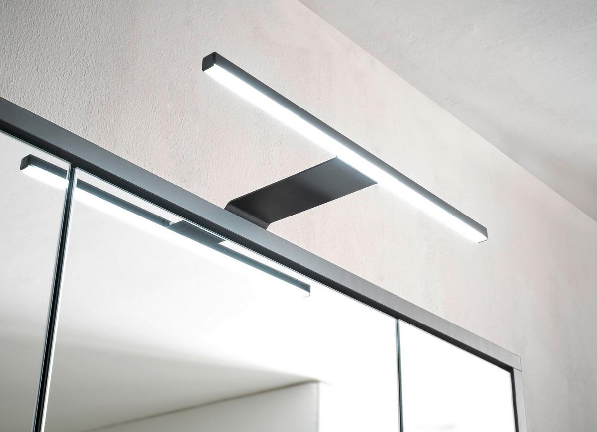 SZAFKA Z LUSTREM LEONE - kolor grafitowy, Natur, materiał drewnopochodny/szkło (80/70/20cm) - Xora