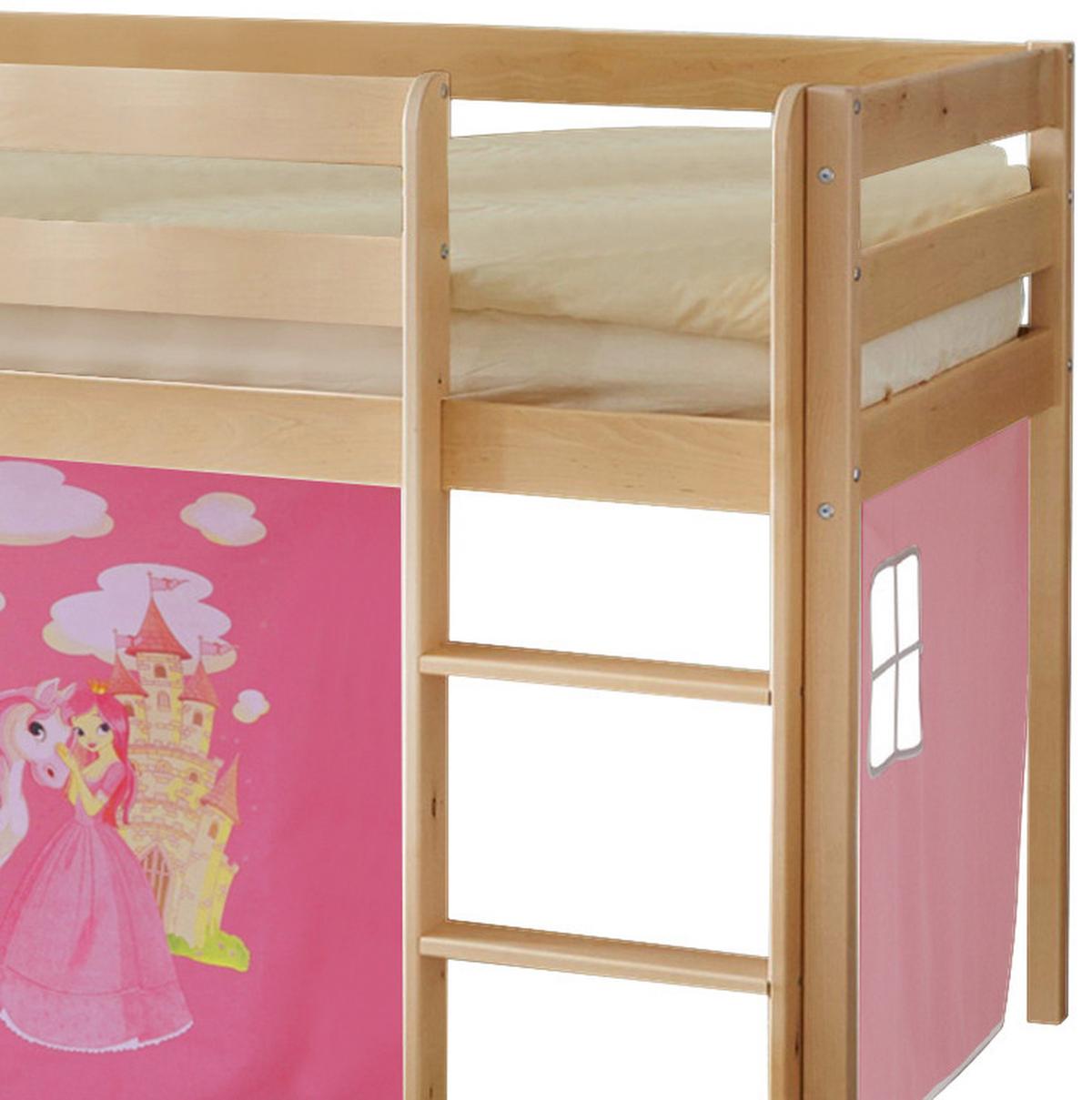 Spielbett "Manuel",aus Kiefer, kieferfarben/pink - Pink/Kieferfarben, Natur, Holz (90/200cm) - MID.YOU