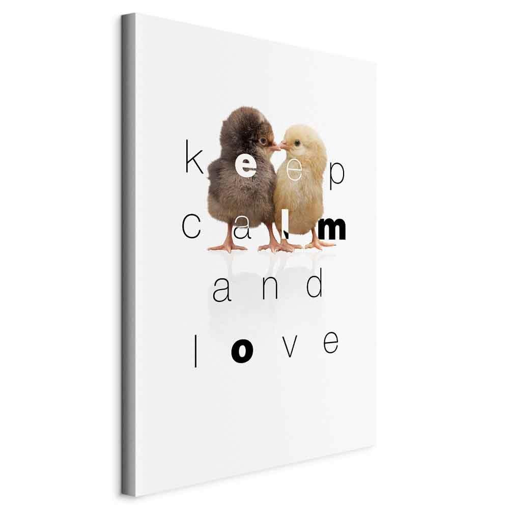 Slika Na Platnu Keep Calm And Love - svetlo rjava/bela, Basics, tekstil/les (60/90/1,2cm) - artgeist