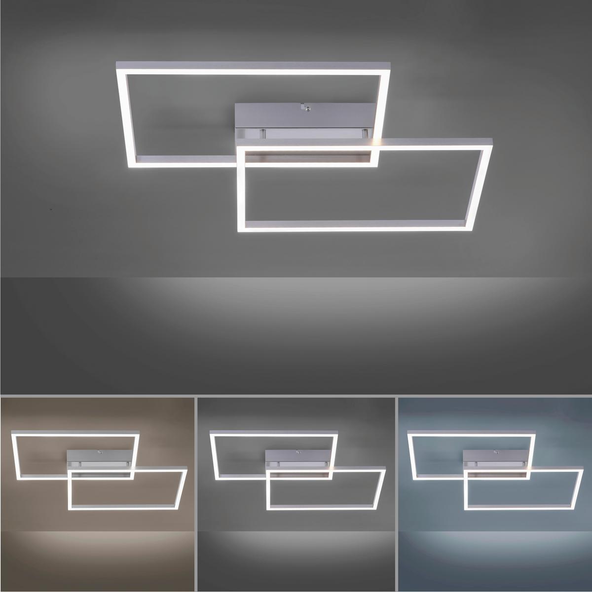 LED-Deckenleuchte Iven max. 43 Watt - Chromfarben/Alufarben, Design, Kunststoff/Metall (75,5/56,2/7cm)