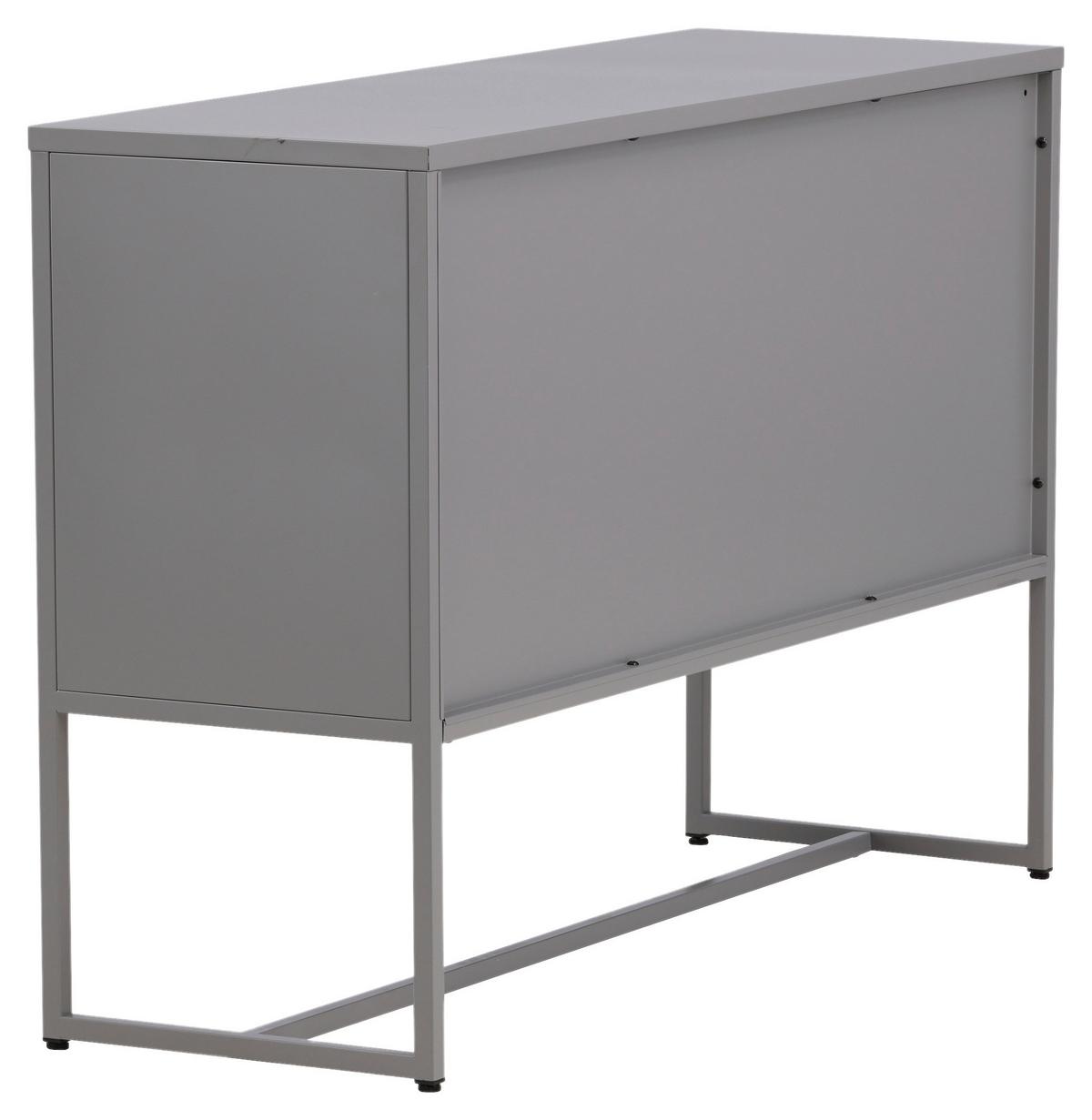 SIDEBOARD MALLA - Hellgrau, Design, Metall (120/80/40cm) - Livetastic