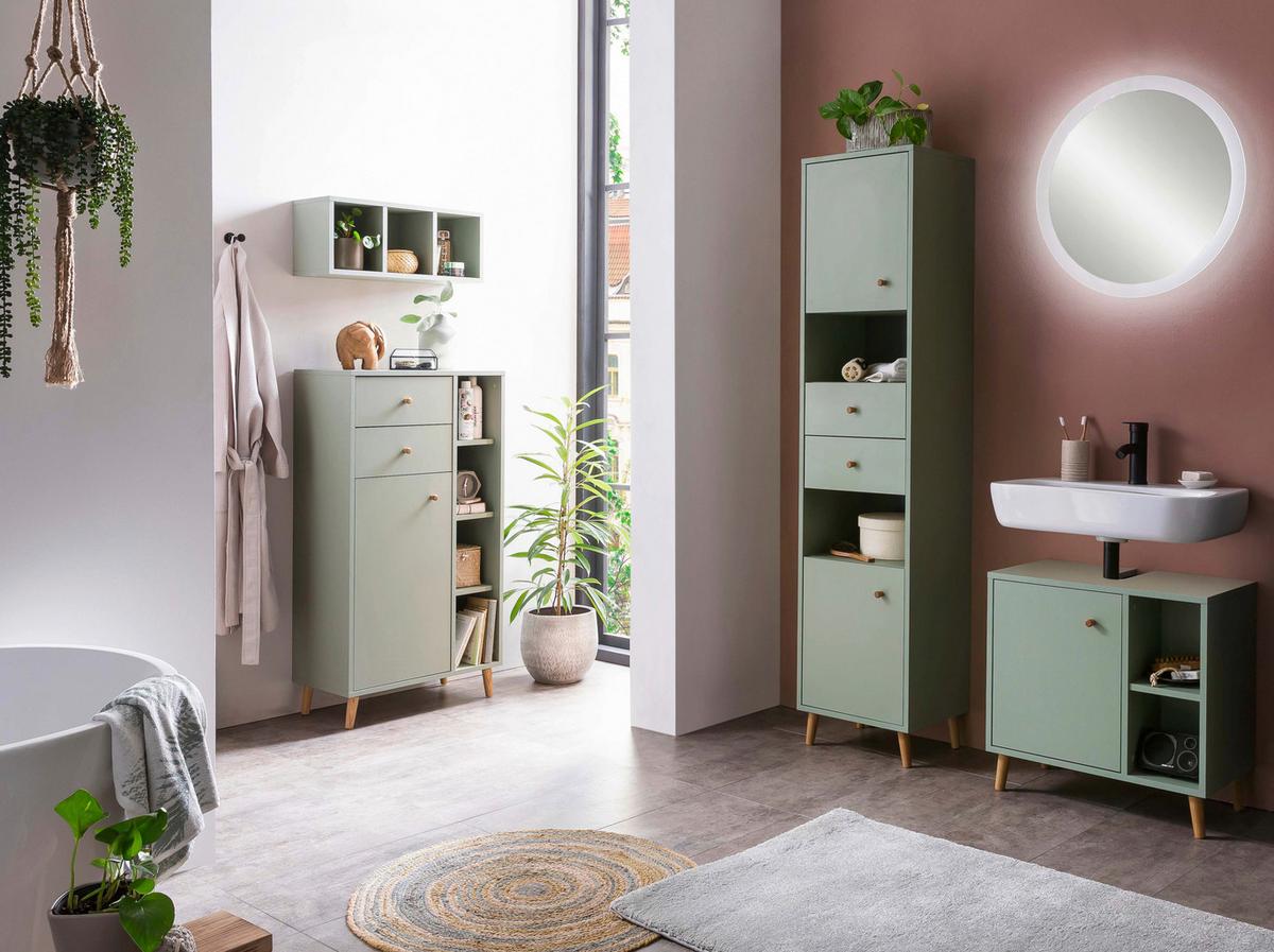 Visoka Komoda Bjarne, Zelena - zelena, Moderno, leseni material/les (60,2/113,4/33,1cm) - Stylife