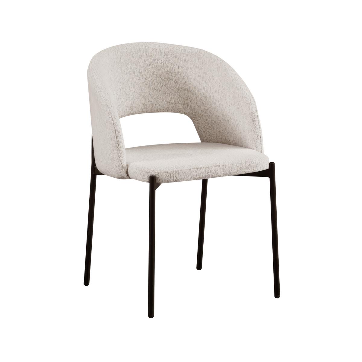 Stuhl Nadiya Creme Leinenoptik Gepolstert - Creme/Schwarz, MODERN, Holz/Textil (52/78/56cm) - Bessagi Home