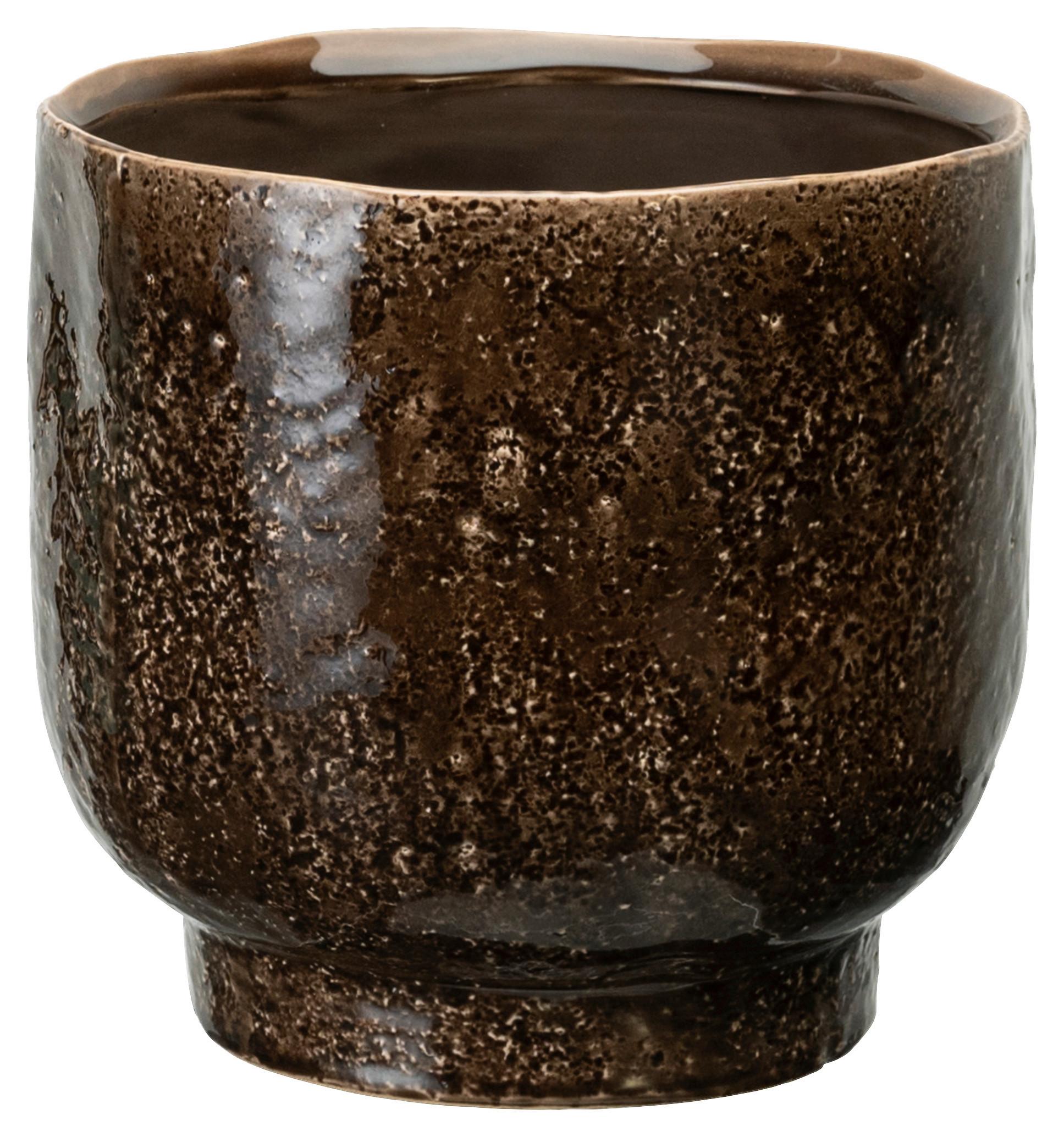 Cvetlični Lonček Livi -Paz- - temno rjava, keramika (18/18,6cm) - Premium Living