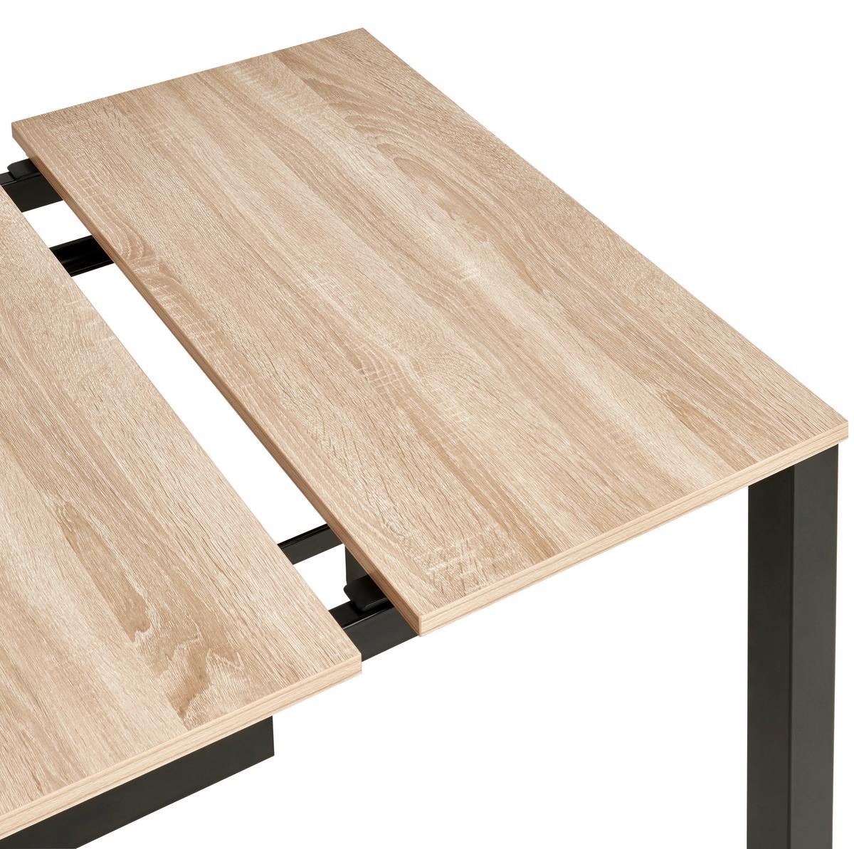 STÓŁ DO JADALNI GINA  AZ - czarny/kolor dębu sonoma, Konventionell, materiał drewnopochodny/metal (80-120/76/70cm) - MID.YOU