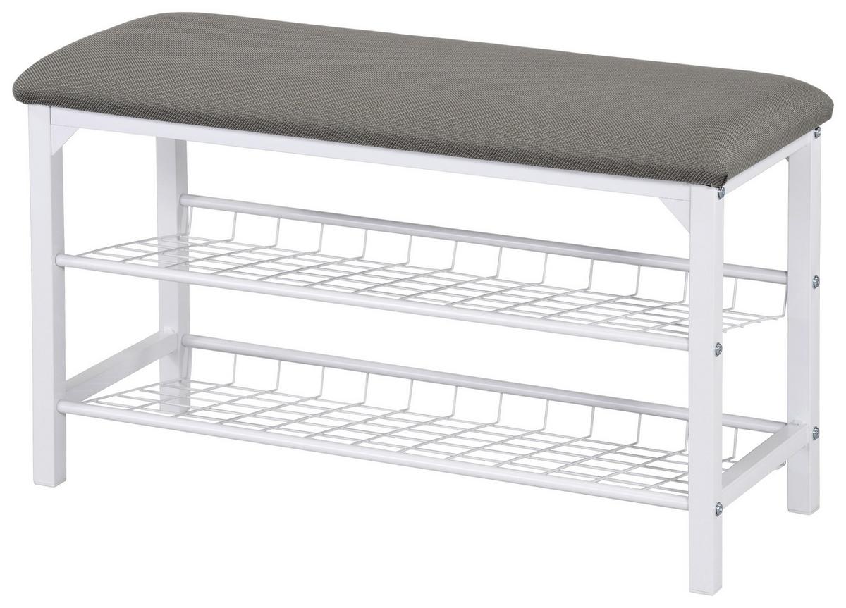 Bancă pentru hol Winny - alb/gri, Modern, metal/textil (76/45/29cm) - Modern Living