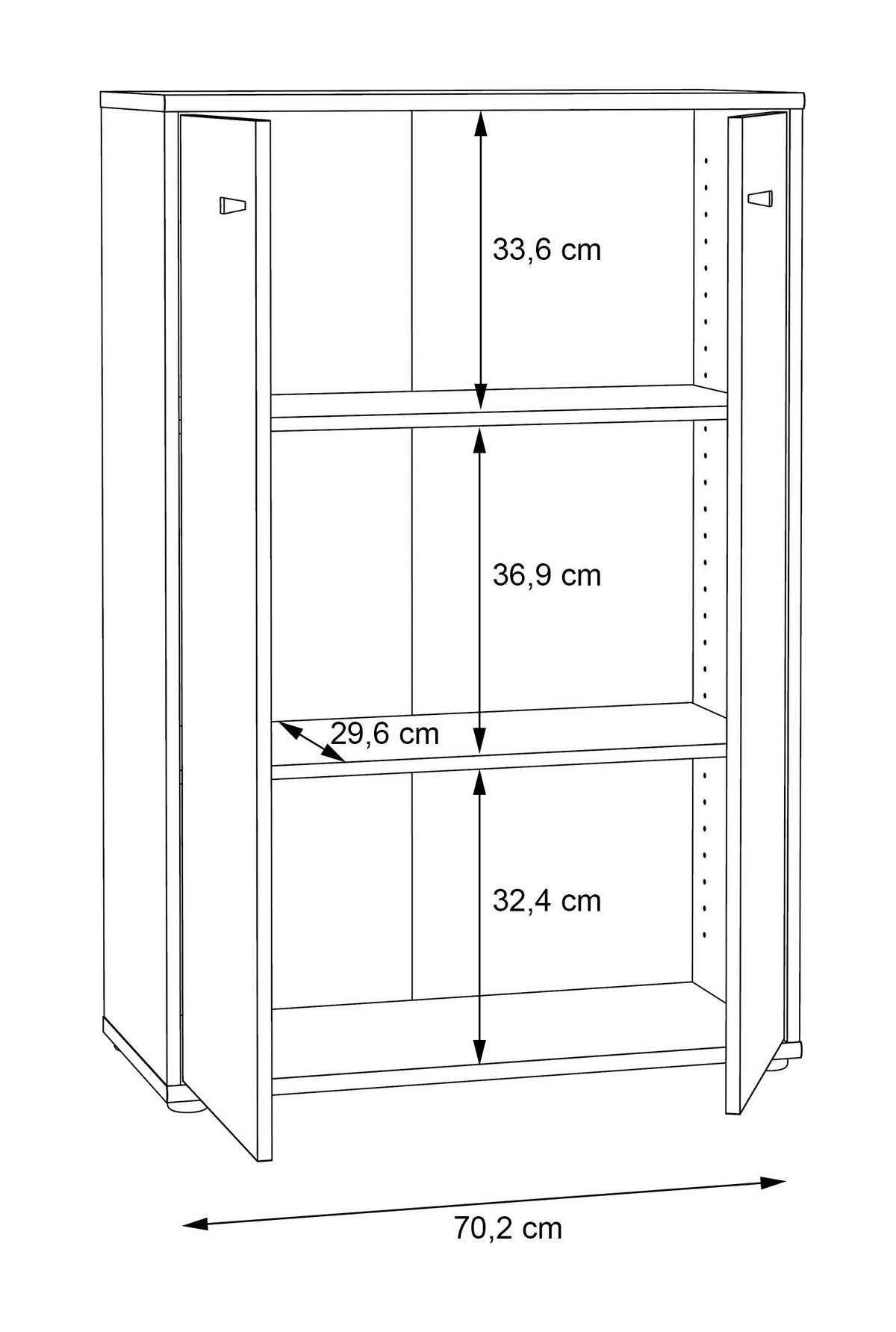 Komoda Tempra 2, Bela - bela/barve aluminija, Design, leseni material (73,7/111,1/34,8cm)
