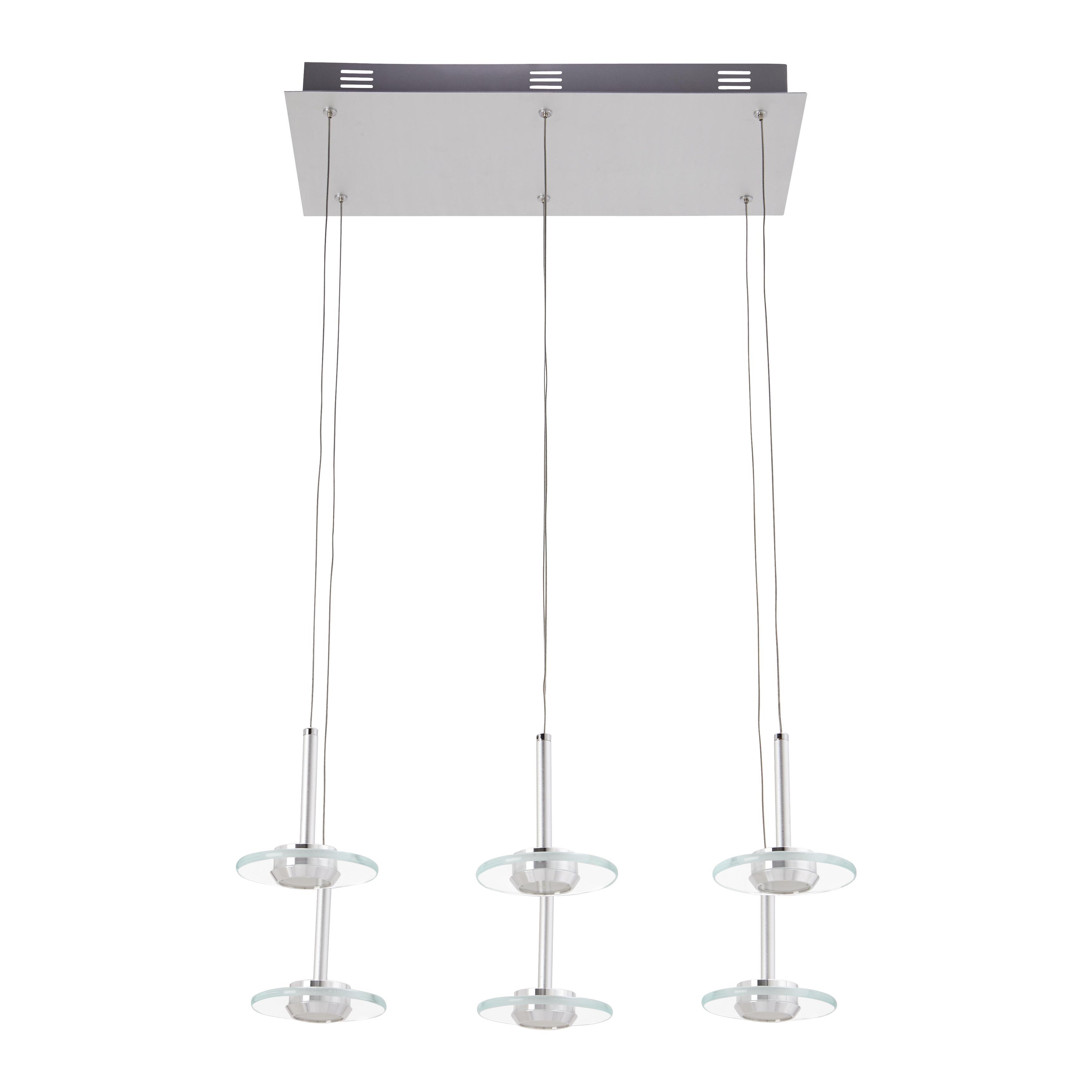 LED-Hängeleuchte max. 5 Watt 'Lou' - Silberfarben, MODERN, Glas/Metall (48/23/120cm) - Bessagi Home