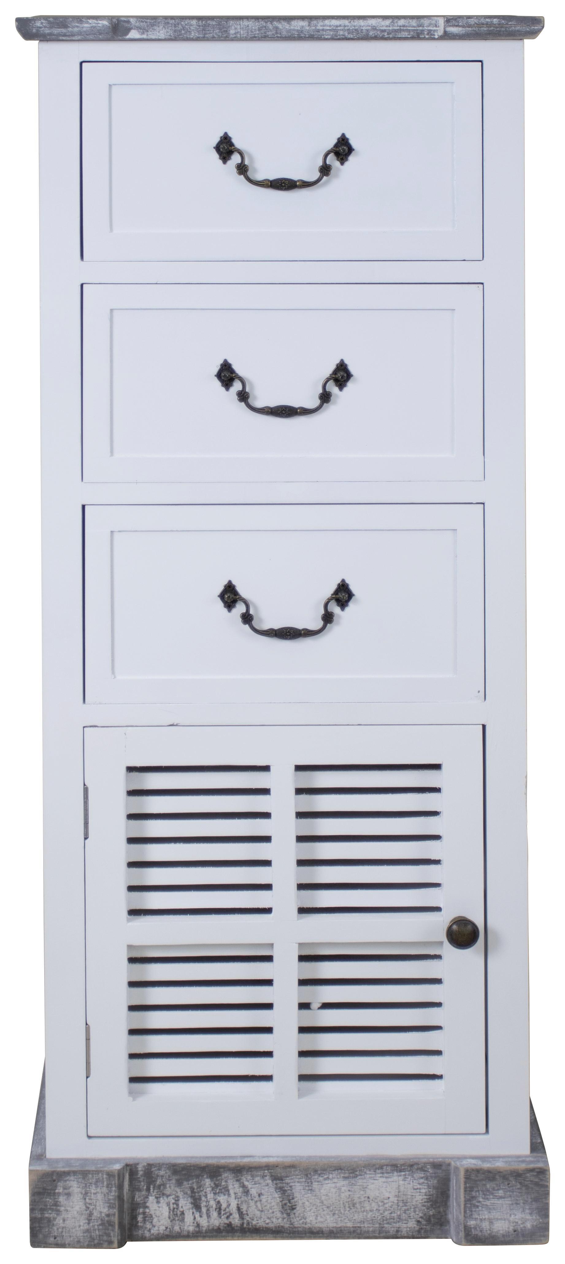 Kommode in Grau/Schwarz/Weiß 'Paulownia' - Schwarz/Weiß, Basics, Holz/Metall (38/94/28cm)