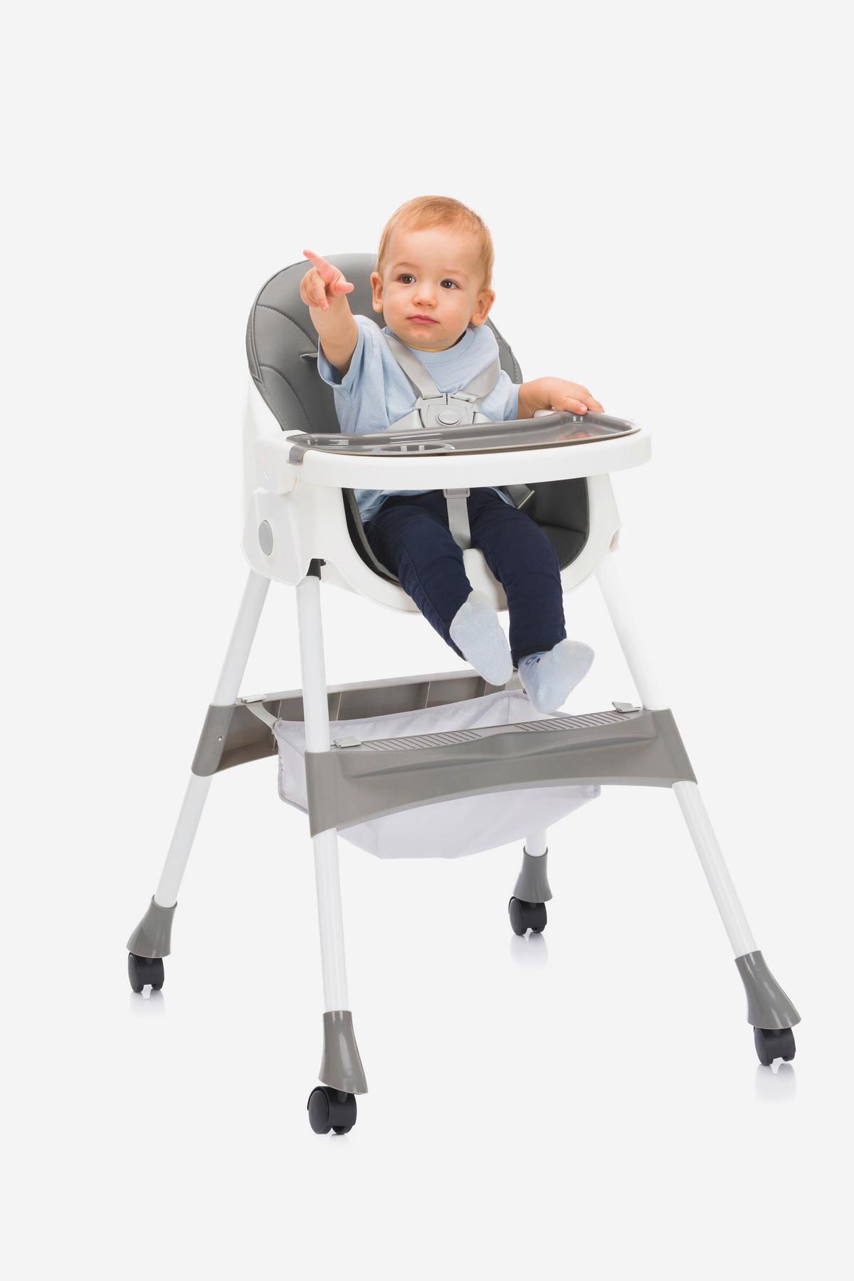 WYSOKIE KRZESŁO FINN - biały/szary, Basics, metal/tkanina (71/60/95cm) - Fillikid