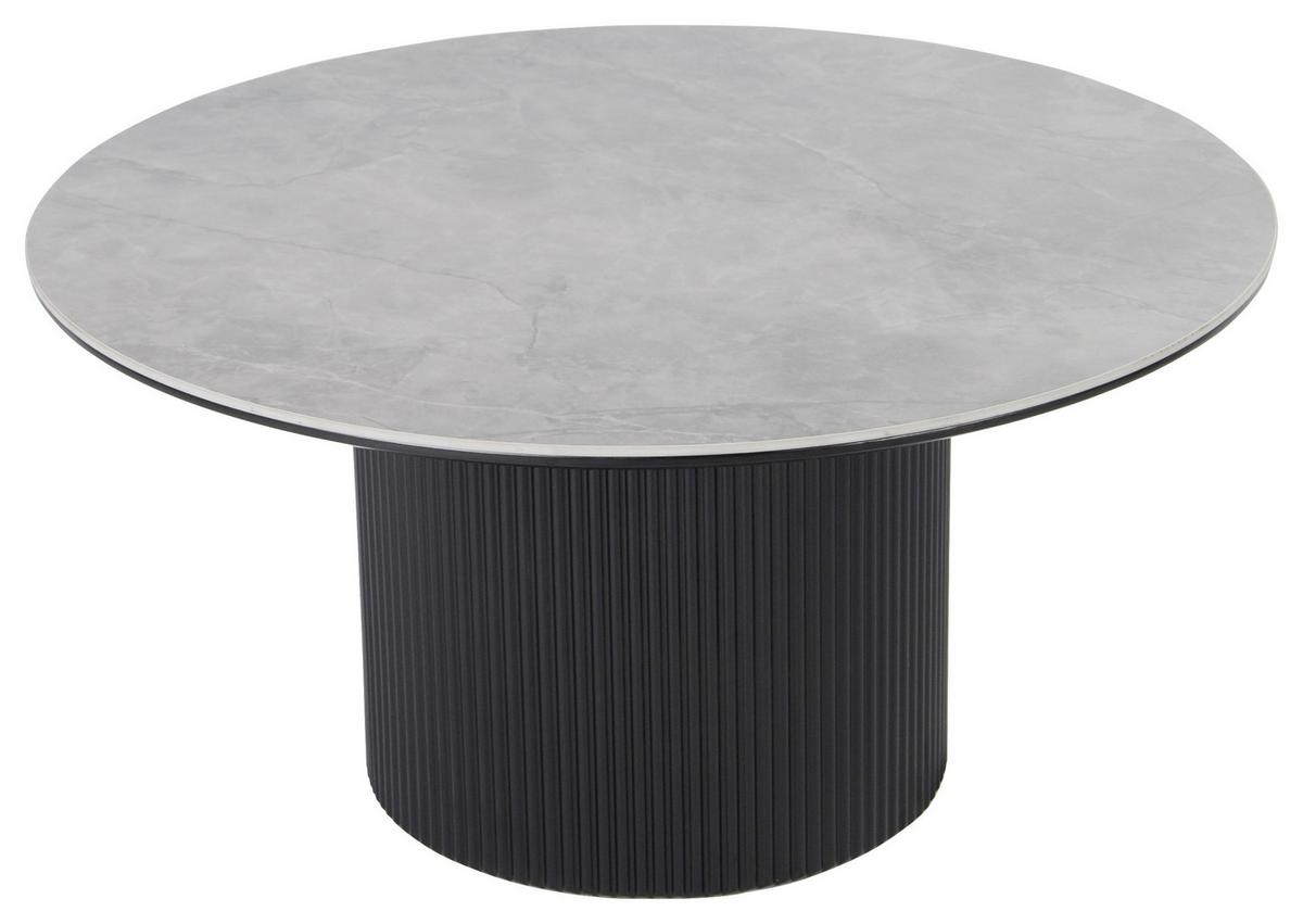 STOLIK KAWOWY GROOVE - jasnoszary/czarny, Design, materiał drewnopochodny/ceramika (80/80/40cm) - Stylife