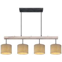 Viseča Svetilka 15378-4 Roger - siva/črna, Natur, kovina/tekstil (102/18/120cm) - Globo