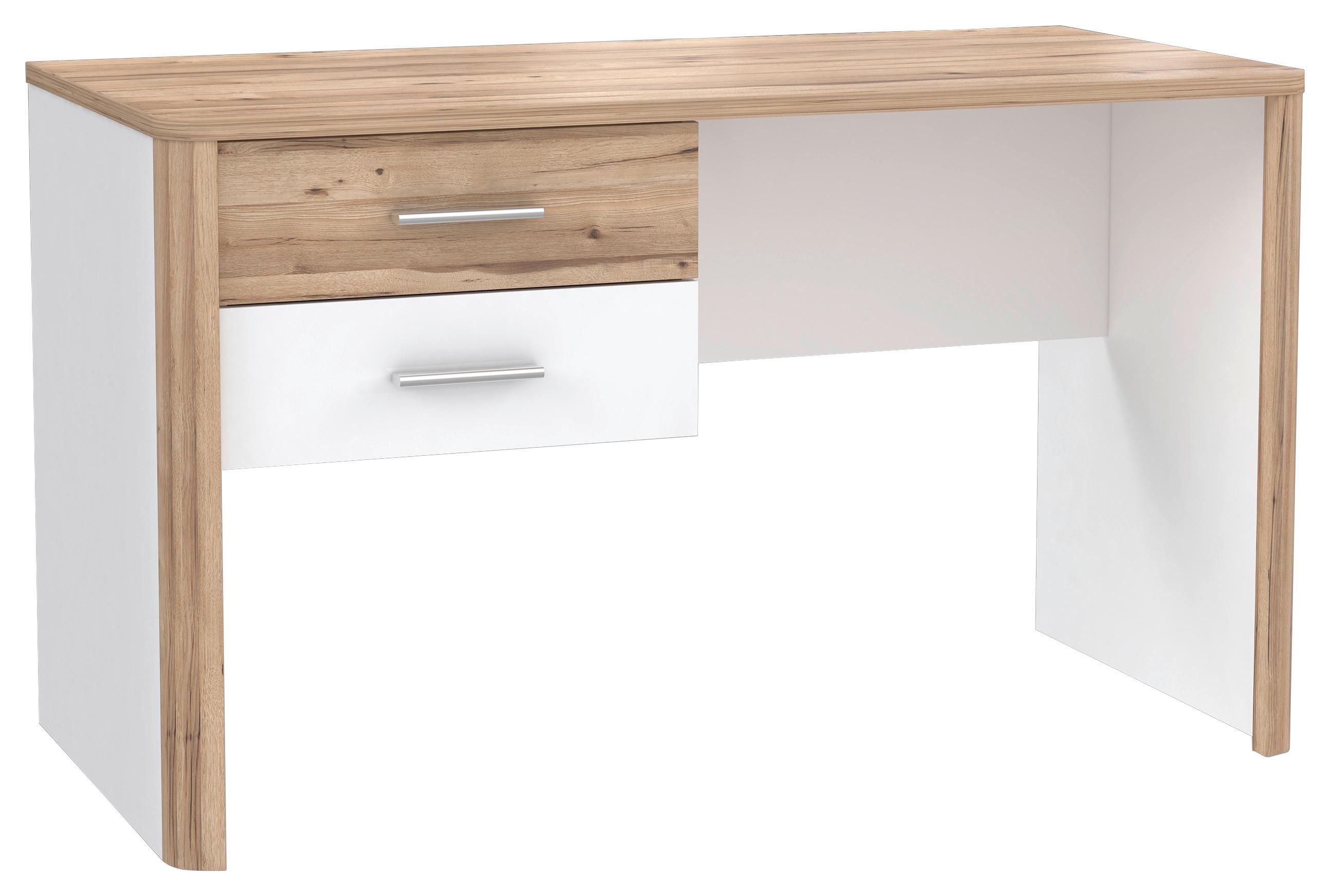 Pisalna Miza Tess, Bela, Barva Hrasta - barve hrasta/bela, Moderno, kovina/leseni material (125/60/73,8cm) - Xora