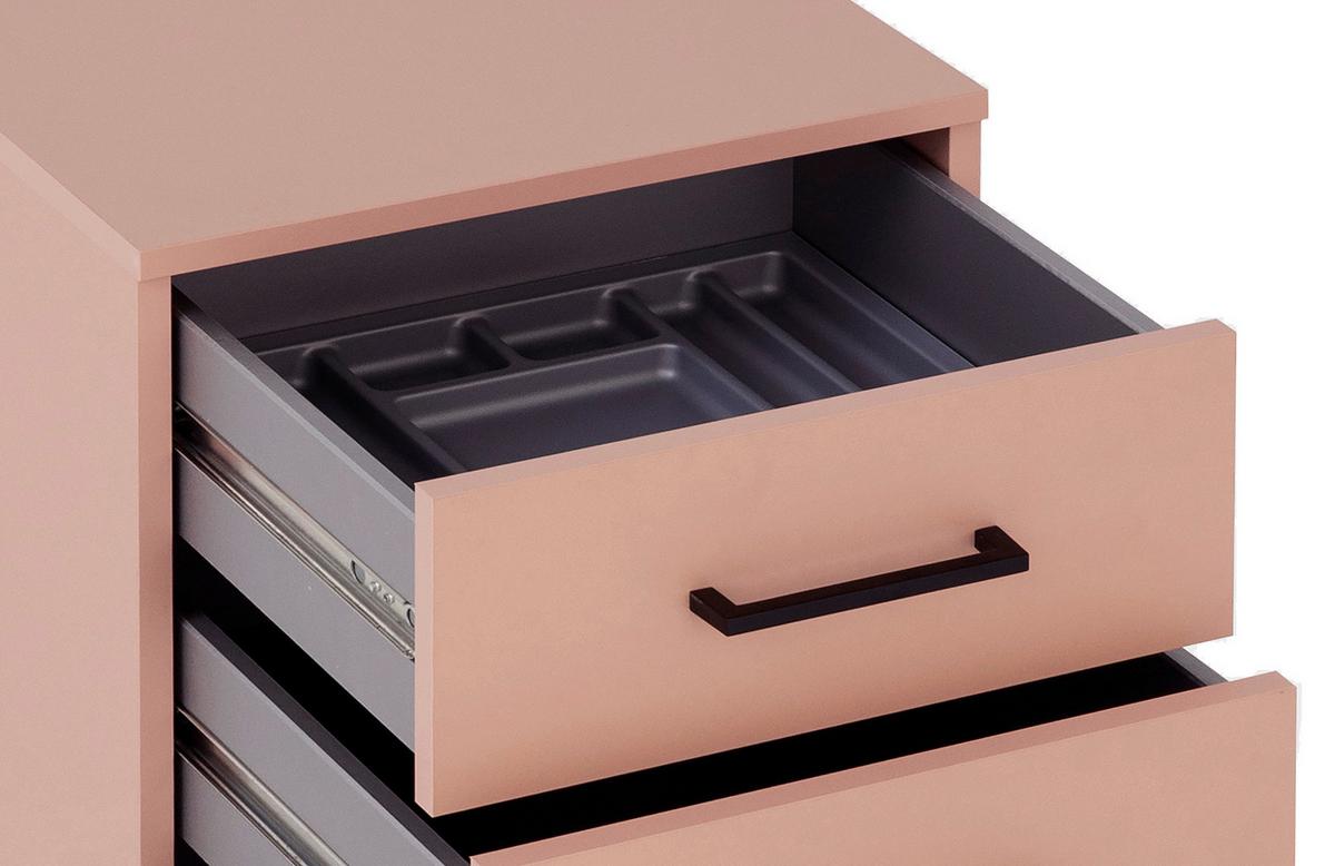 Rollcontainer Ruby Apricot - Schwarz/Orange, MODERN, Holzwerkstoff/Kunststoff (40,1/57/50cm) - MID.YOU