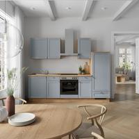 Küchenleerblock Frame Low o. Geräte Blaugrau - Edelstahlfarben/Eichefarben, MODERN, Holzwerkstoff/Metall (270cm) - Nobilia