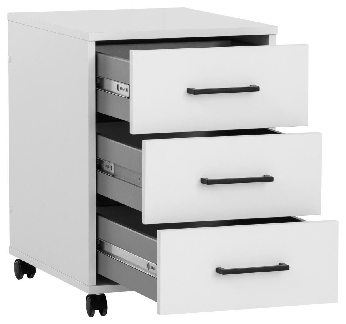 Rollcontainer Ruby Weiß matt - Schwarz/Weiß, MODERN, Holzwerkstoff/Kunststoff (40,1/57/50cm) - MID.YOU