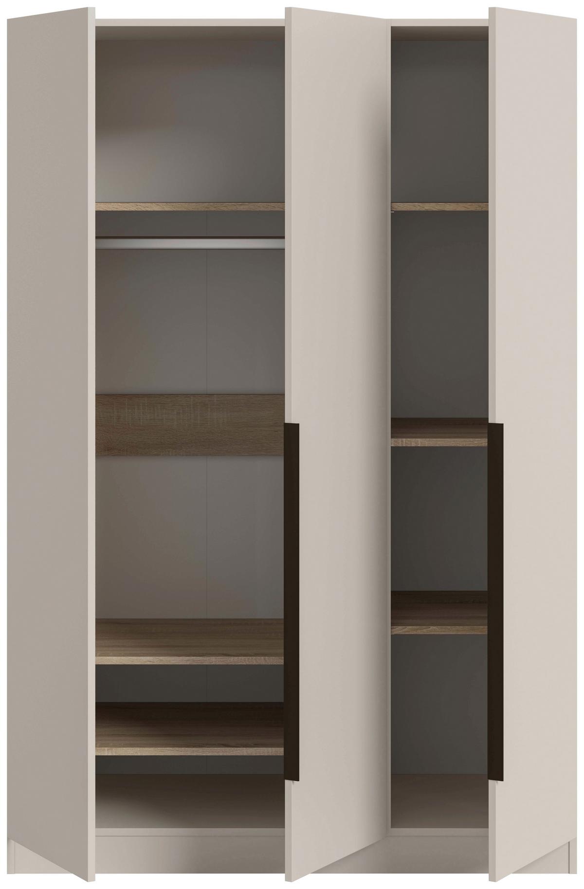 Drehtürenschrank KOPENHAGEN Kaschmir - Kaschmir/Schwarz, MODERN, Holzwerkstoff/Kunststoff (120/181/52cm) - Livetastic