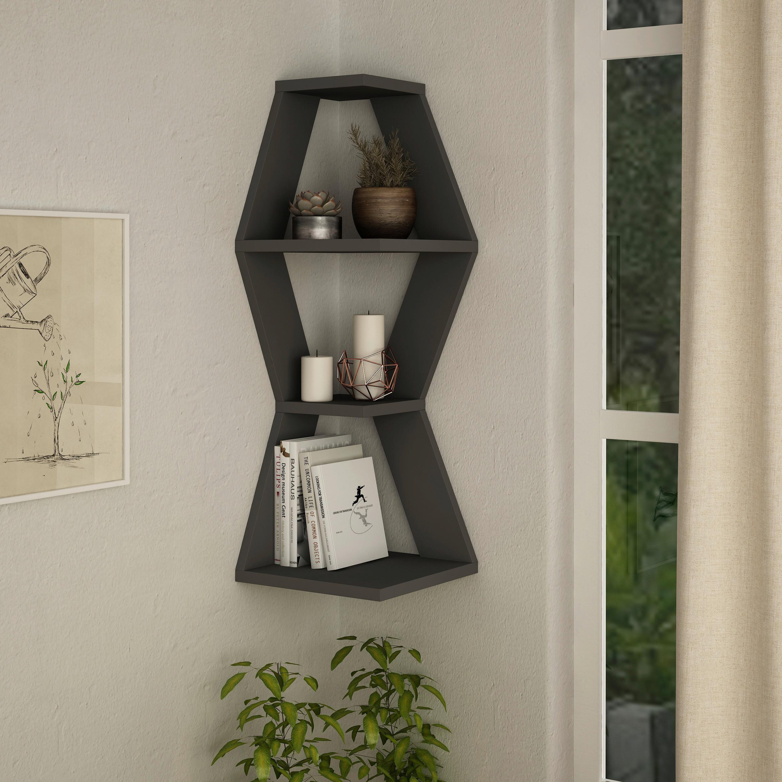 WANDBOARD SABLOR REGAL - Anthrazit, Design, Holzwerkstoff (30/86/30cm) - Livetastic