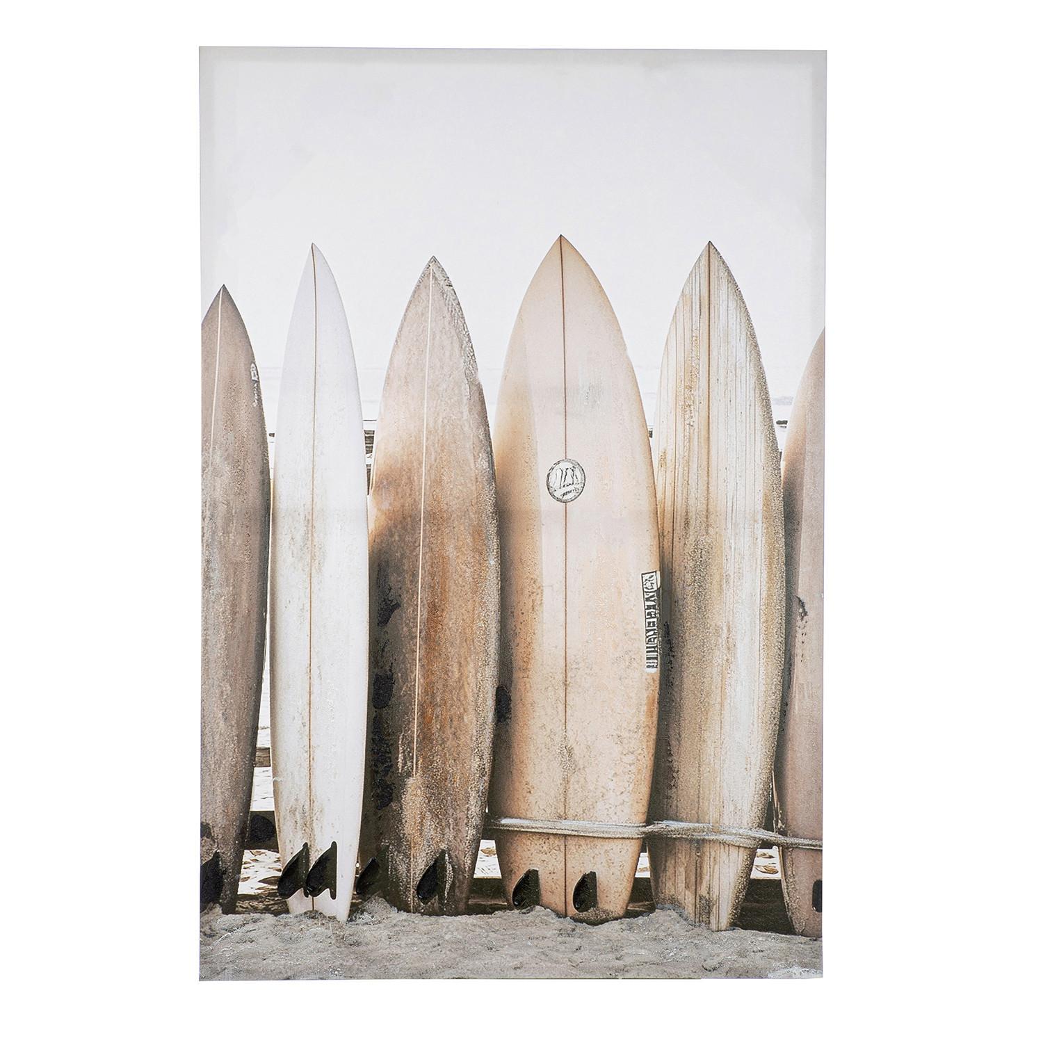 Leinwandbild Surfbretter Creme/Hellbraun - Hellbraun/Creme, Basics, Textil (80/120/3,5cm)