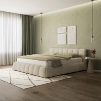 Polsterbett Marija ca. 180x200 cm Elfenbein - Elfenbein/Edelstahlfarben, MODERN, Holz/Textil (180/200cm) - Bessagi Home