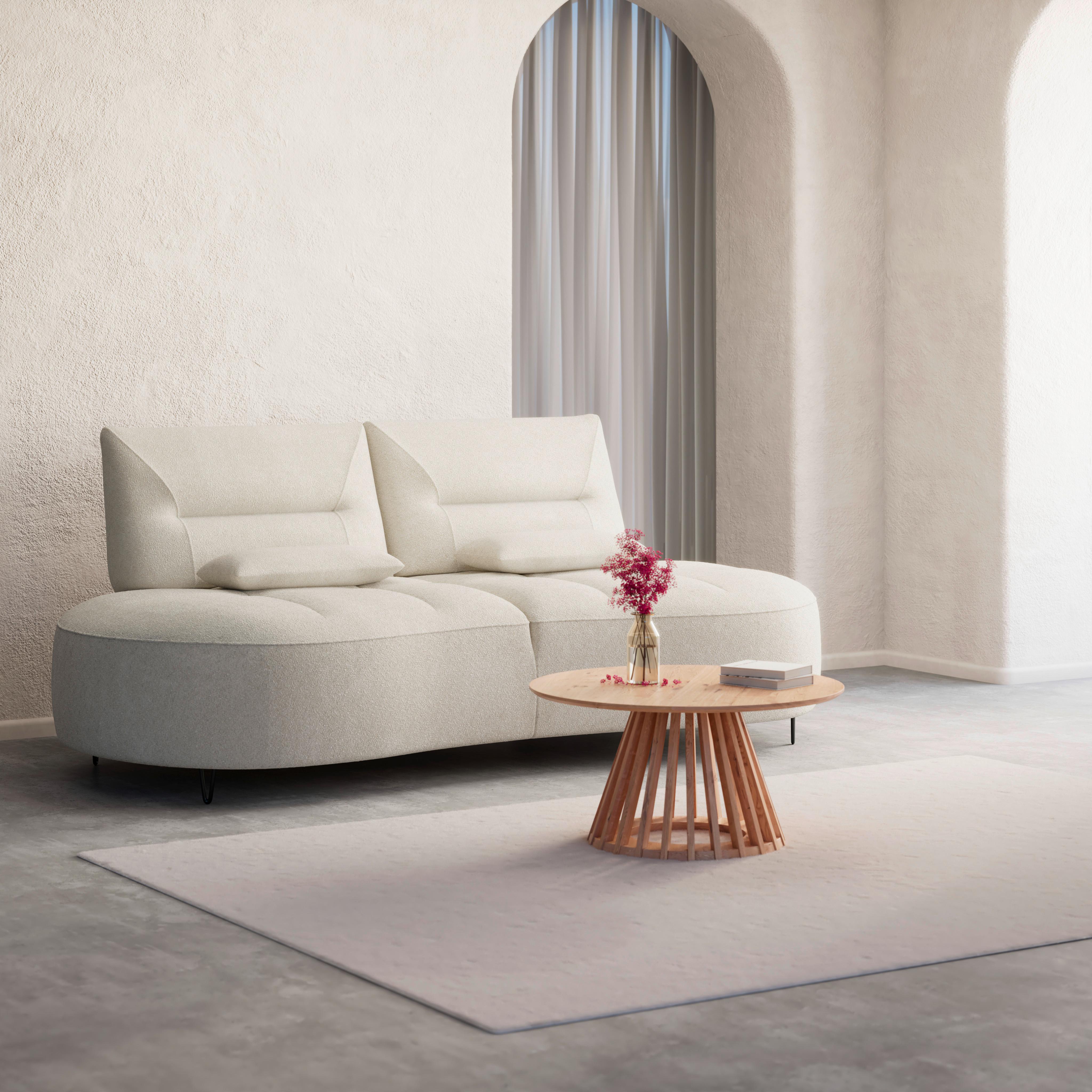 Sofa Benny Bouclé Beige - Beige/Schwarz, MODERN, Holz/Textil (224/85/114cm) - Bessagi Home