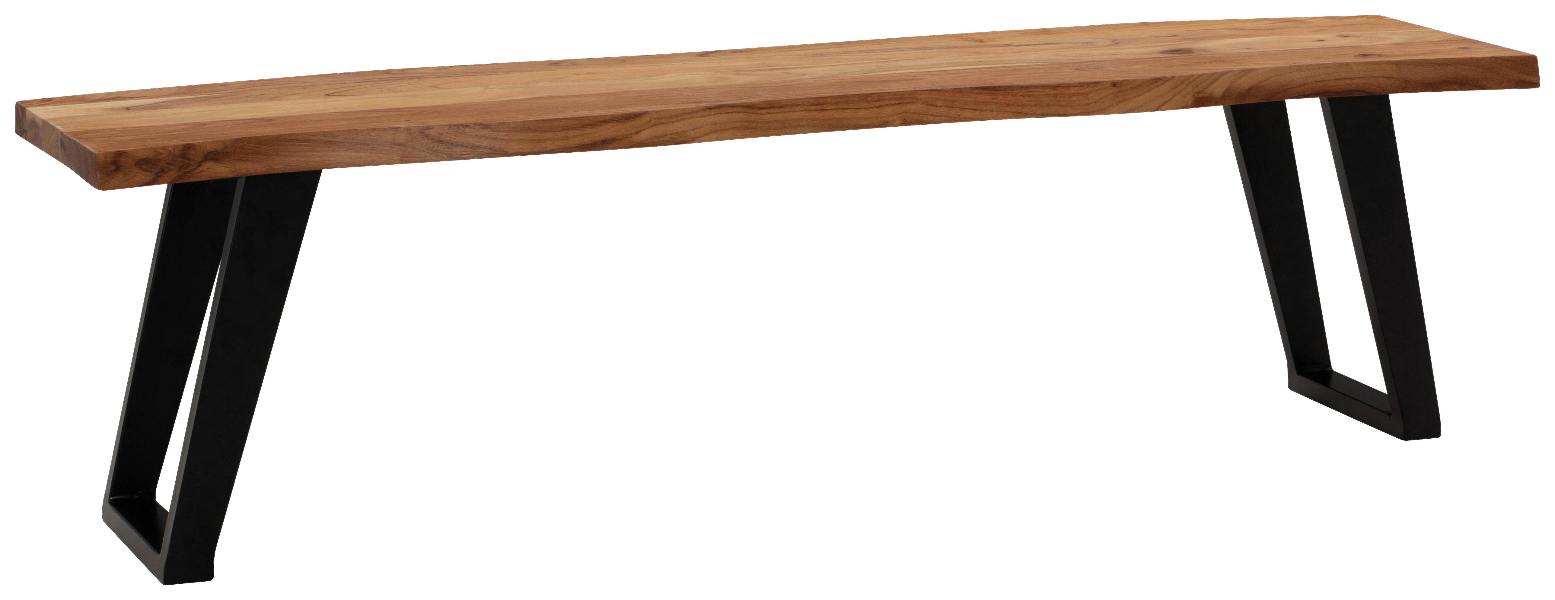 Sitzbank Echtholz/Schwarz - Schwarz/Akaziefarben, MODERN, Holz/Metall (180/45,5/40cm) - MID.YOU