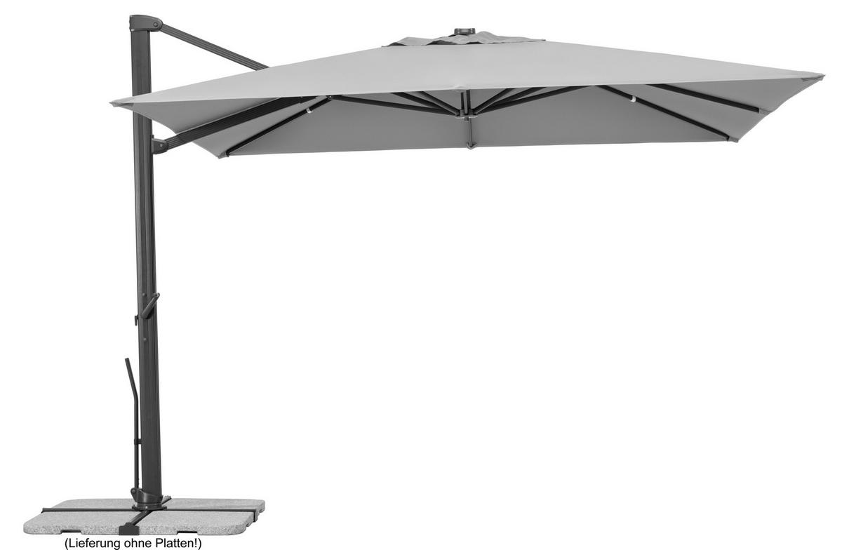 Ampelschirm Rhodos ca. 360x 253x300 cm Hellgrau - Anthrazit/Hellgrau, Basics, Textil/Metall (360/253/300cm) - Schneider