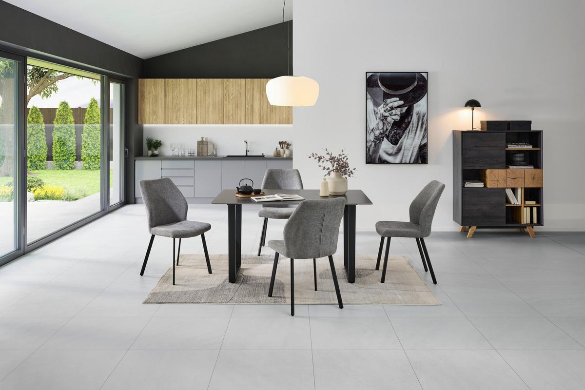 Jedilna Garnitura Perth, Temno Siva, 5-Delno - temno siva, Konvencionalno, kamen/kovina (90/140/76cm) - MID.YOU