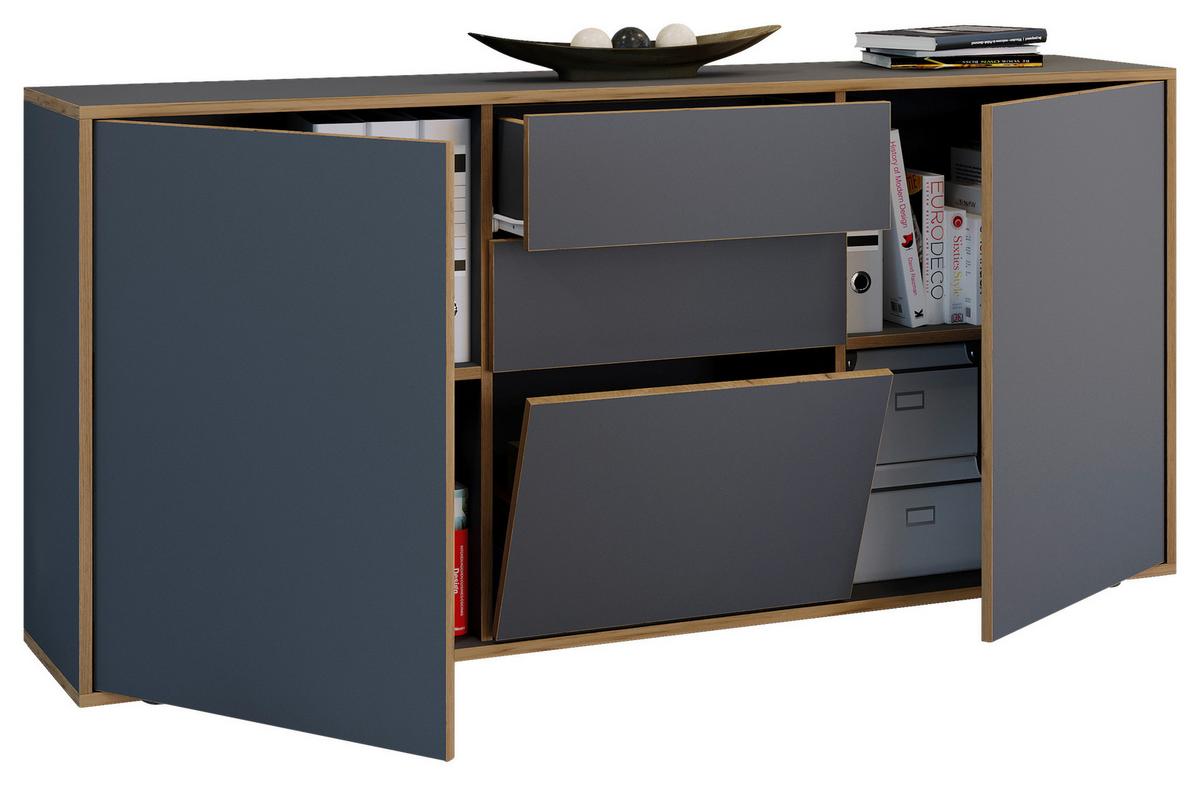 KOMMODE SALIA B160 - Honigeiche/Anthrazit, Design, Holzwerkstoff/Kunststoff (160/74/33cm) - MID.YOU
