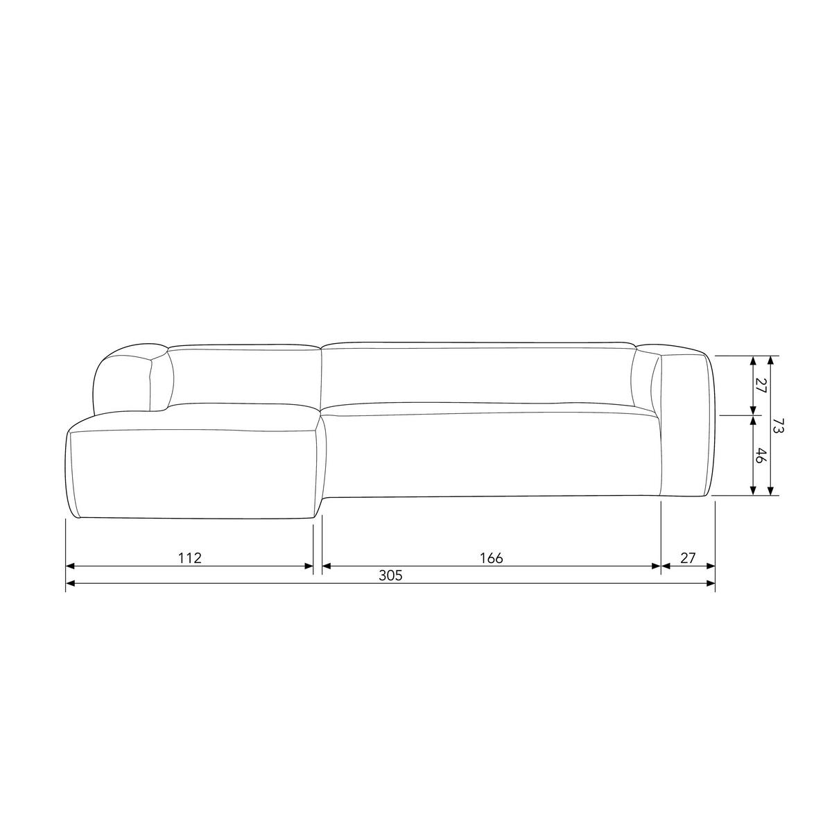 Ecksofa Bean Hellgrau S: 175x305cm - Hellgrau, Design, Textil (175/305cm) - Livetastic