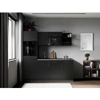 Küchenblock Oliver m. Geräten Schwarz - Schwarz/Grau, Trend, Holzwerkstoff/Metall (205cm) - Respekta