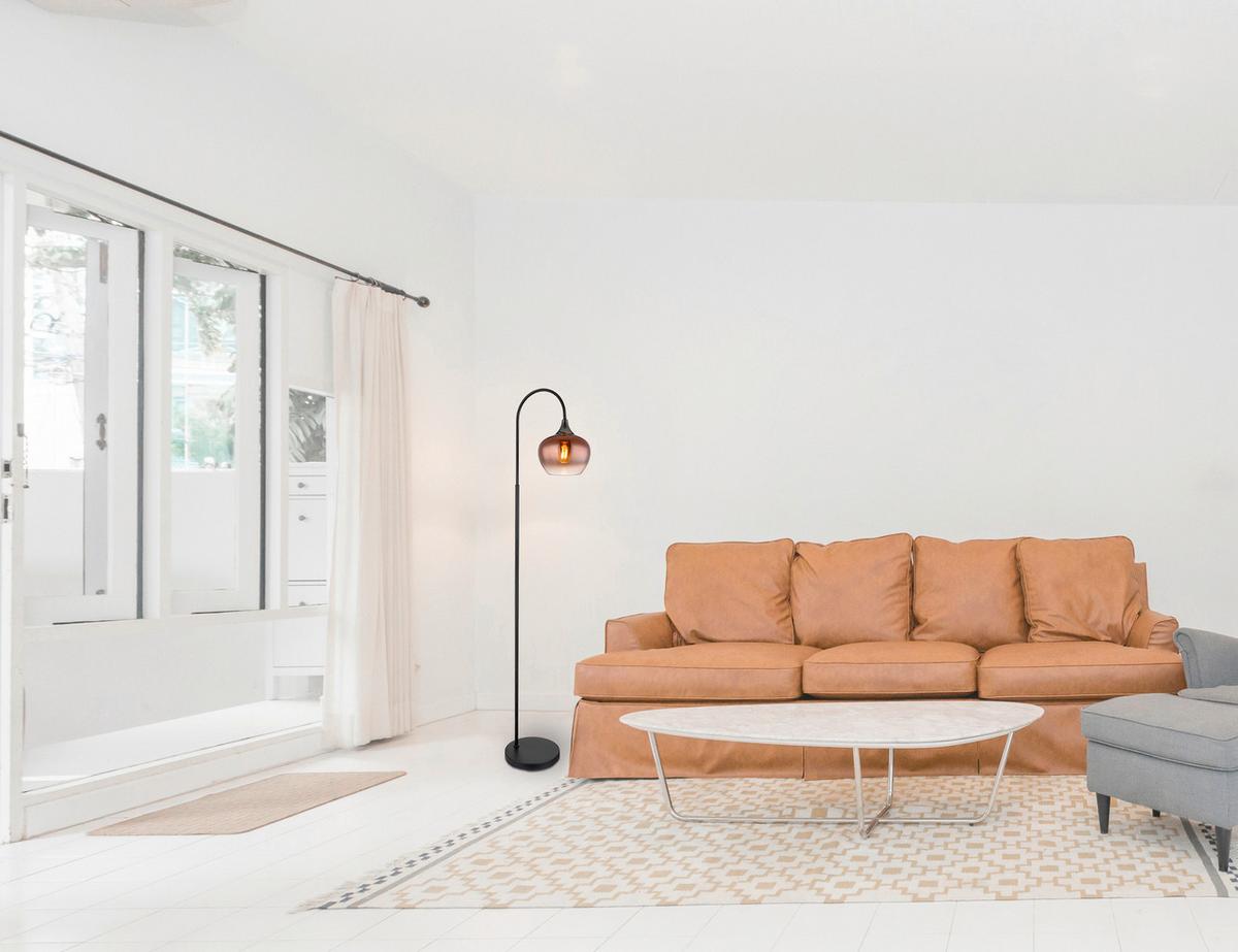 STEHLEUCHTE 15548SG MAXY - Klar/Schwarzchrom, Basics, Glas/Textil (39/25/150cm) - Globo