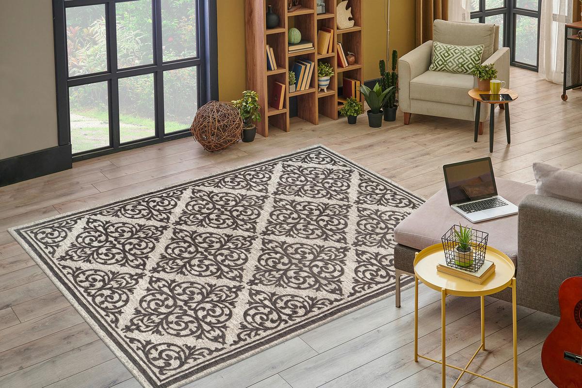 Flachwebeteppich Davio 100 - Grau, Konventionell, Textil (120/170cm) - Kayoom