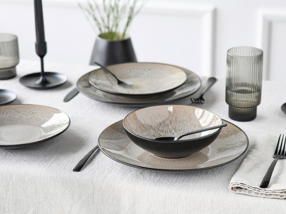 Jedilni Servis Malmö, 12-Delni - črna/bež, Basics, keramika - Creatable