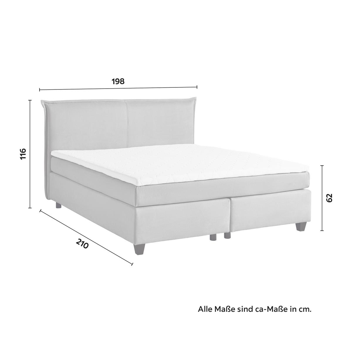 Boxbett Rinaldo ca. 180x200 cm Grau mit Topper - Schwarz/Grau, Modern, Holz/Kunststoff (180/200cm) - Bessagi Home
