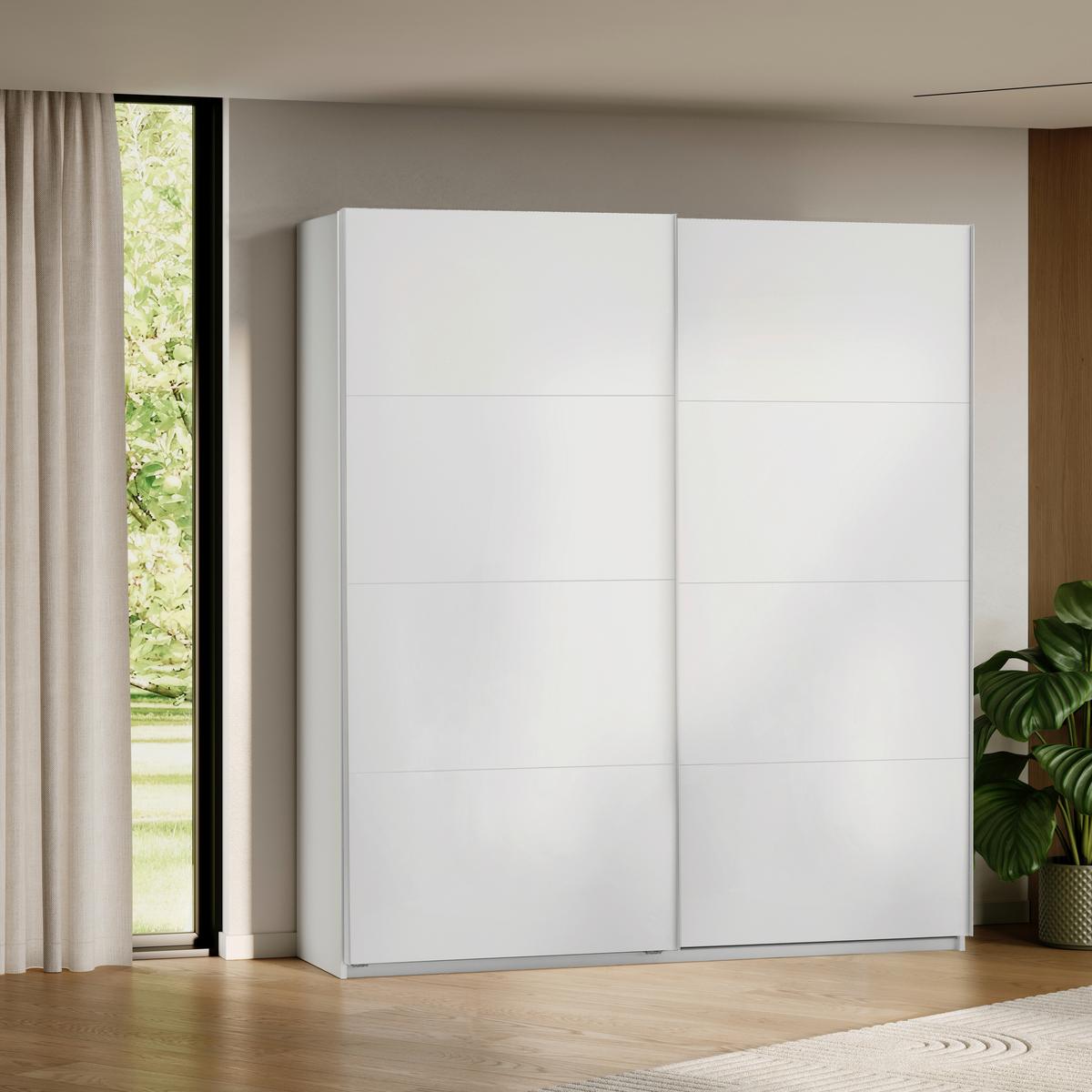 Omara Z Drsnimi Vrati Viva, Bela - bela/barve aluminija, Moderno, kovina/leseni material (200/210/62cm) - P & B