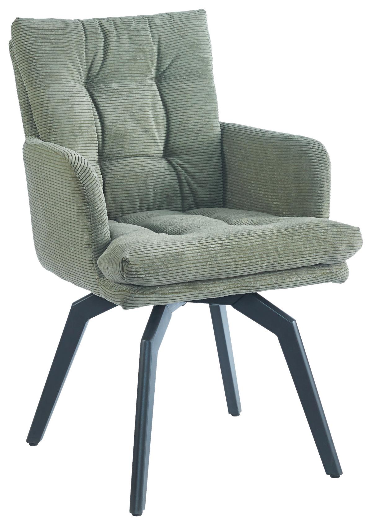 Armlehnstuhl Hanna in Grün - Schwarz/Grün, MODERN, Textil/Metall (60/88/64cm) - Mömax