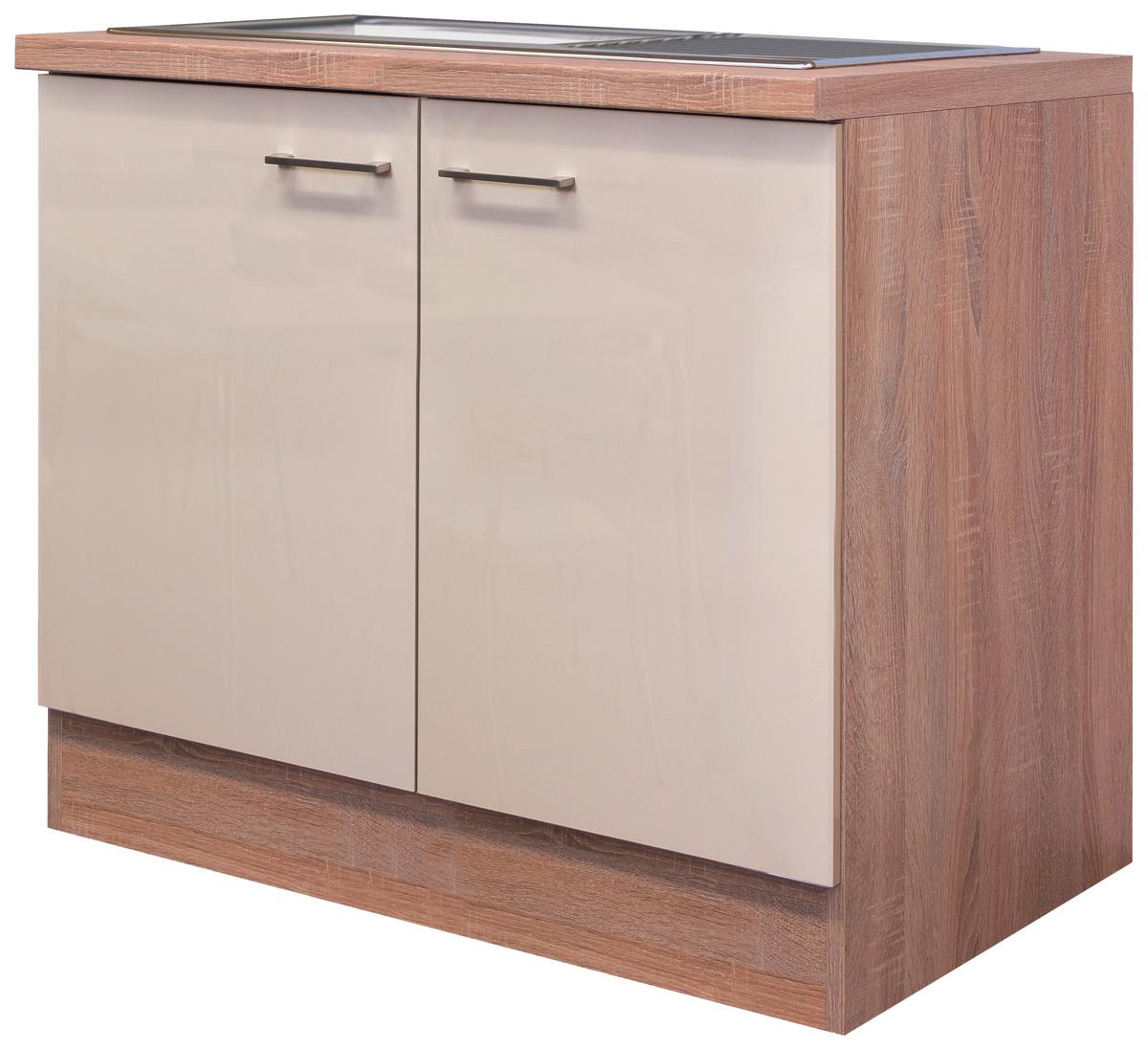 Spülenunterschrank in Kaschmir Sonoma Eiche 'Nepal' - Kaschmir/Edelstahlfarben, MODERN, Holzwerkstoff/Metall (100/86/60cm) - FlexWell