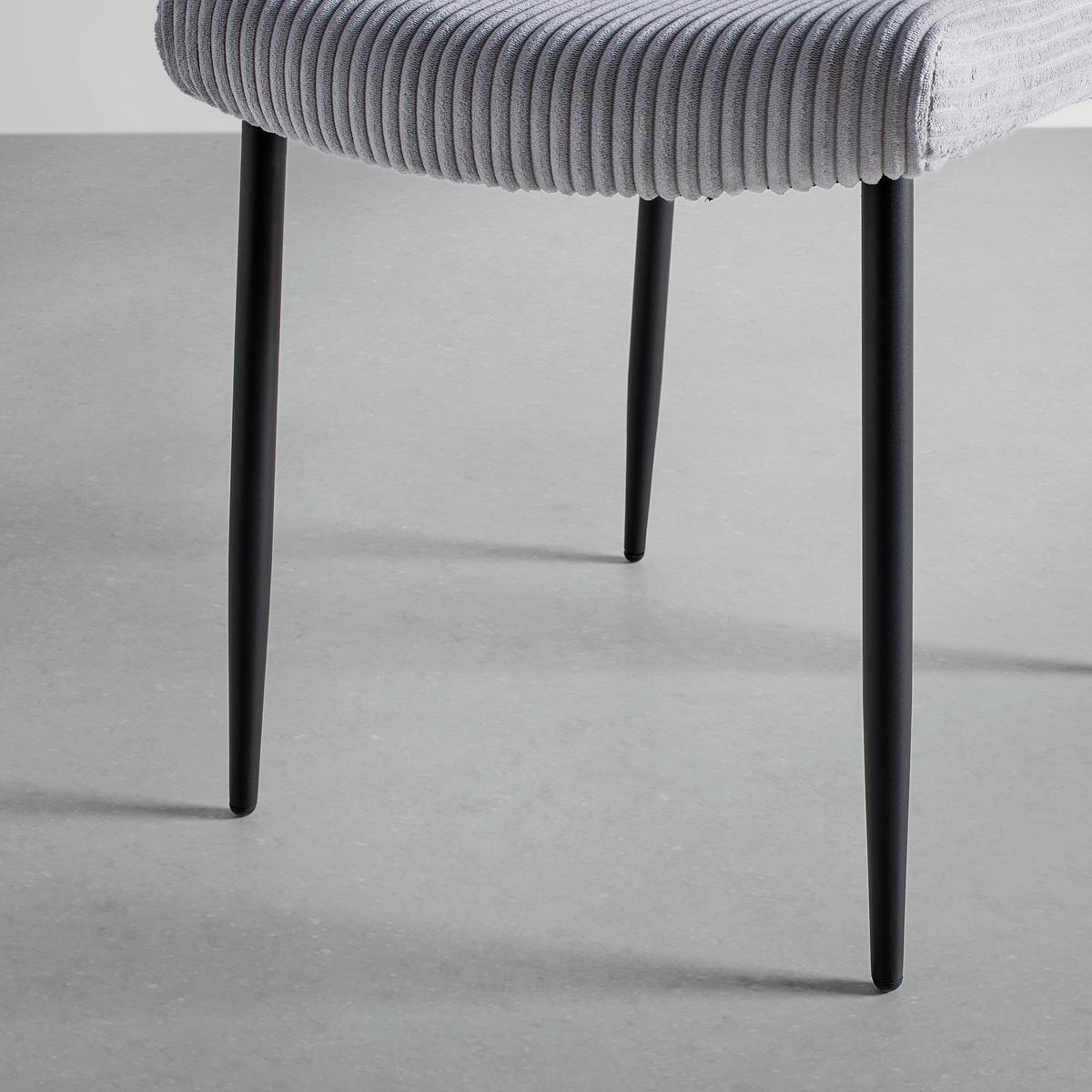 Stol Elia, Siva, Rebrasti Žamet - siva/črna, Moderno, kovina/tekstil (56/85/47cm) - Bessagi Home