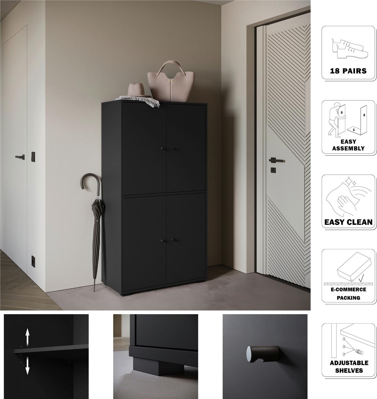 Omara Za Čevlje Dino, Črna - črna, Basics, kovina/umetna masa (70/131/33cm) - P & B