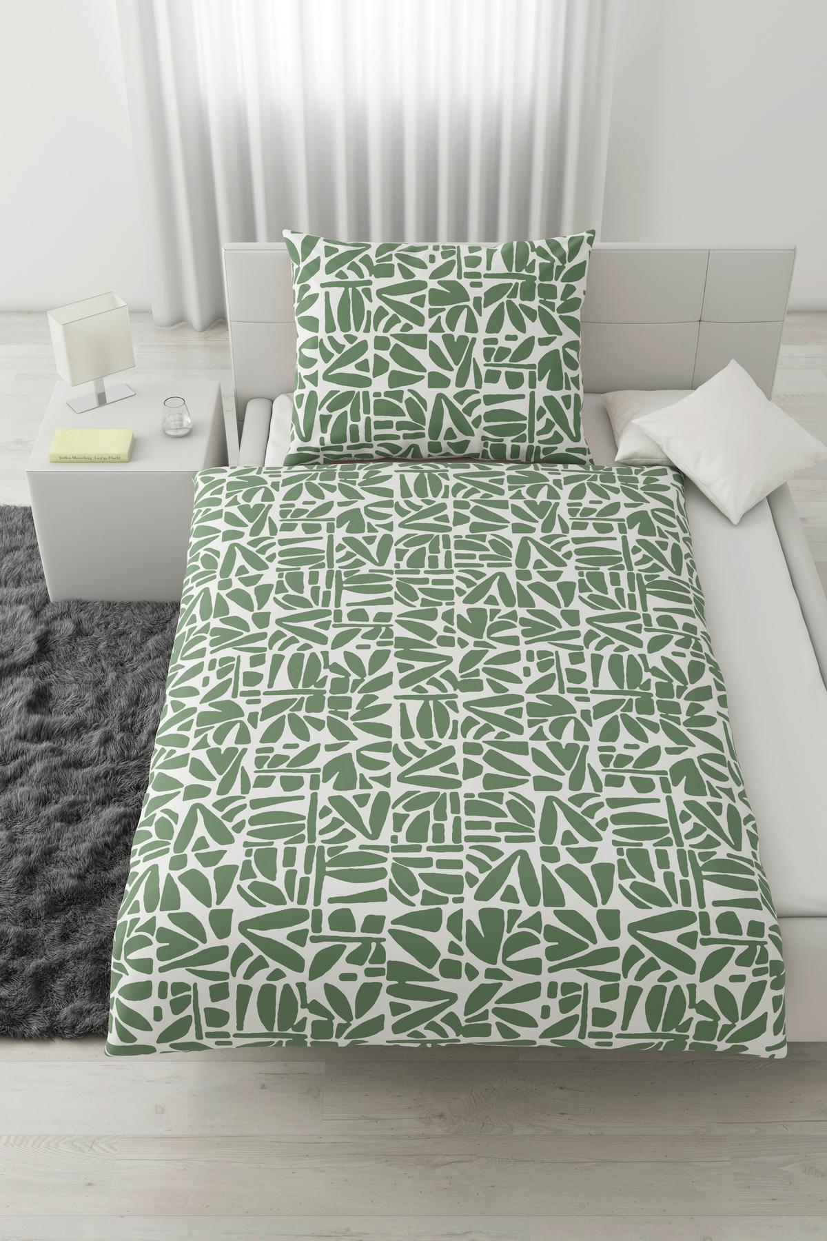BETTWÄSCHESET BRITTA - Weiss/Grün, Modern, Textil (160/210cm) - Mömax