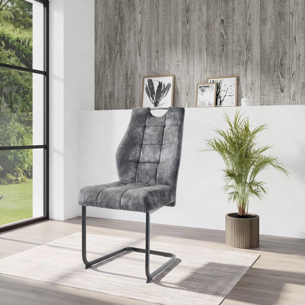 Stolica Emilia - crna/antracit, Konvencionalno, metal/tekstil (43/95/61cm) - Premium Living